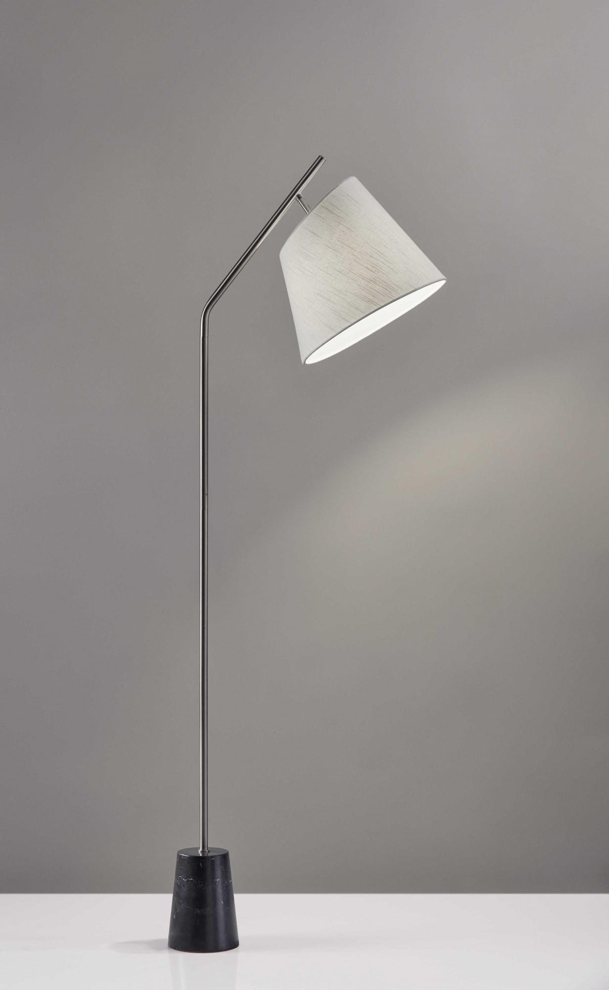 12" X 21.5" X 58.5" Brushed Steel Marble Floor Lamp