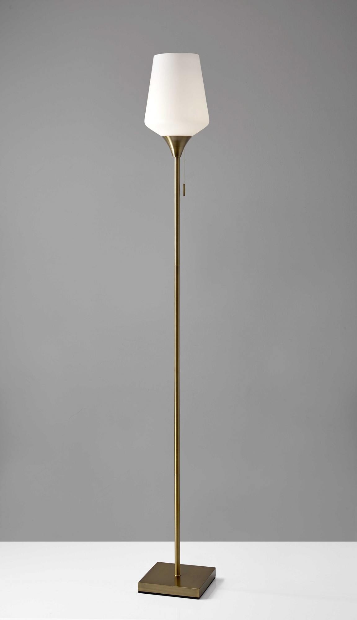 8.5" X 8.5" X 71" Brass Glass Metal Floor Lamp