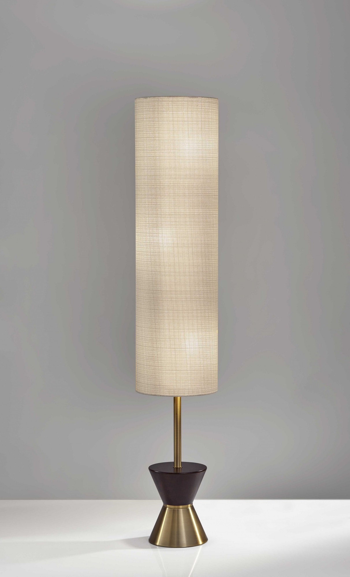 11" X 11" X 59" Brass Wood Shade Floor Lantern