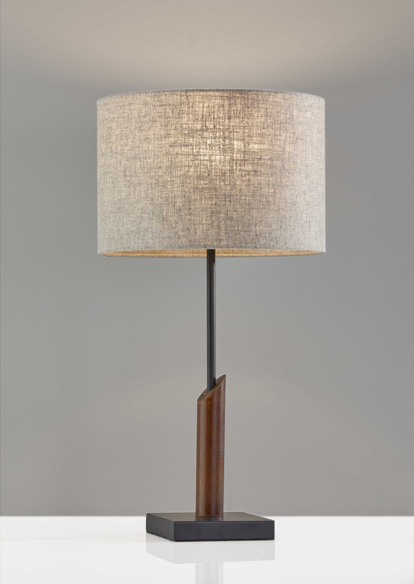 12" X 12" X 22.5" Black Wood Metal Table Lamp