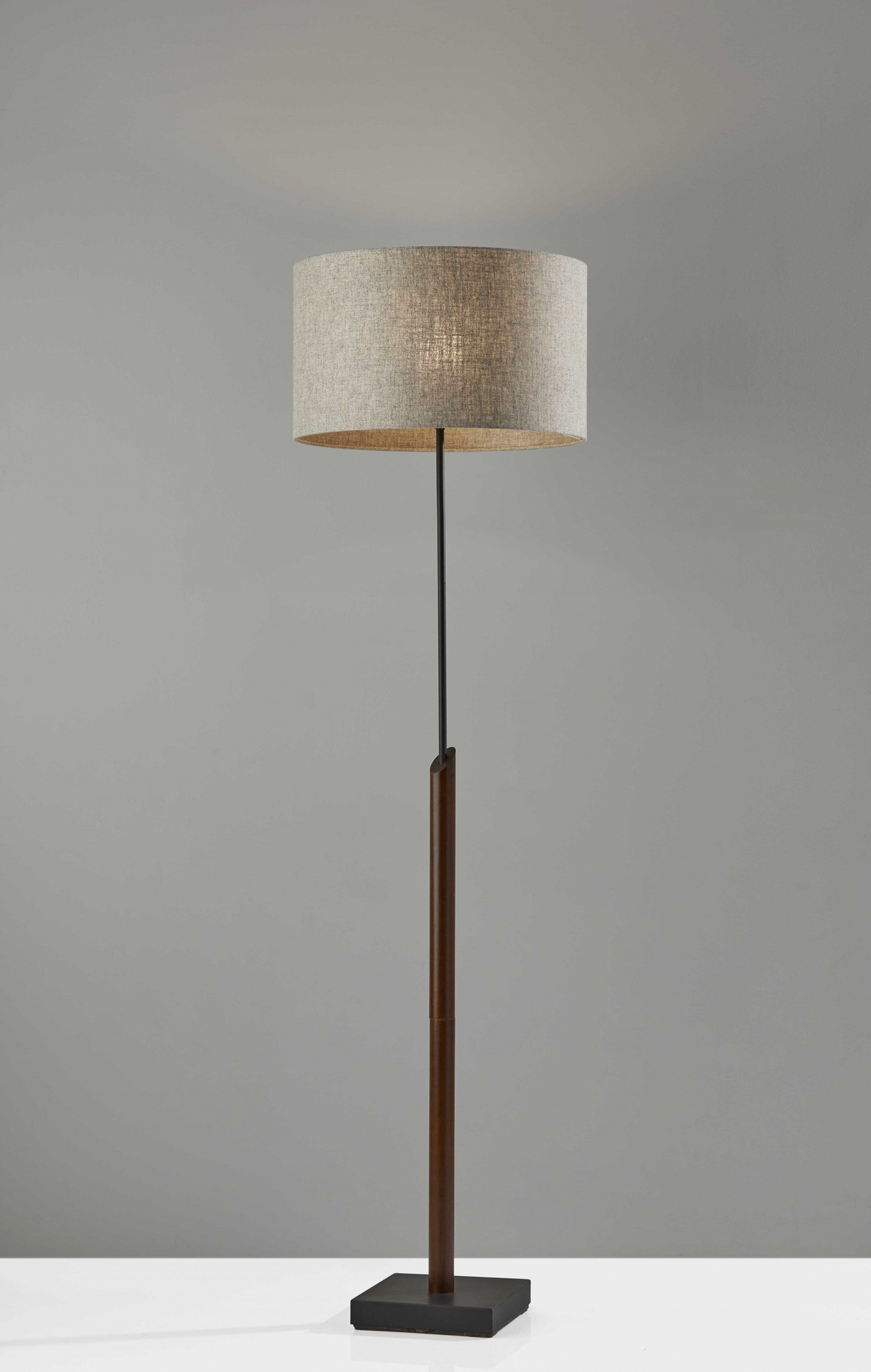 17" X 17" X 63" Black Wood Metal Floor Lamp