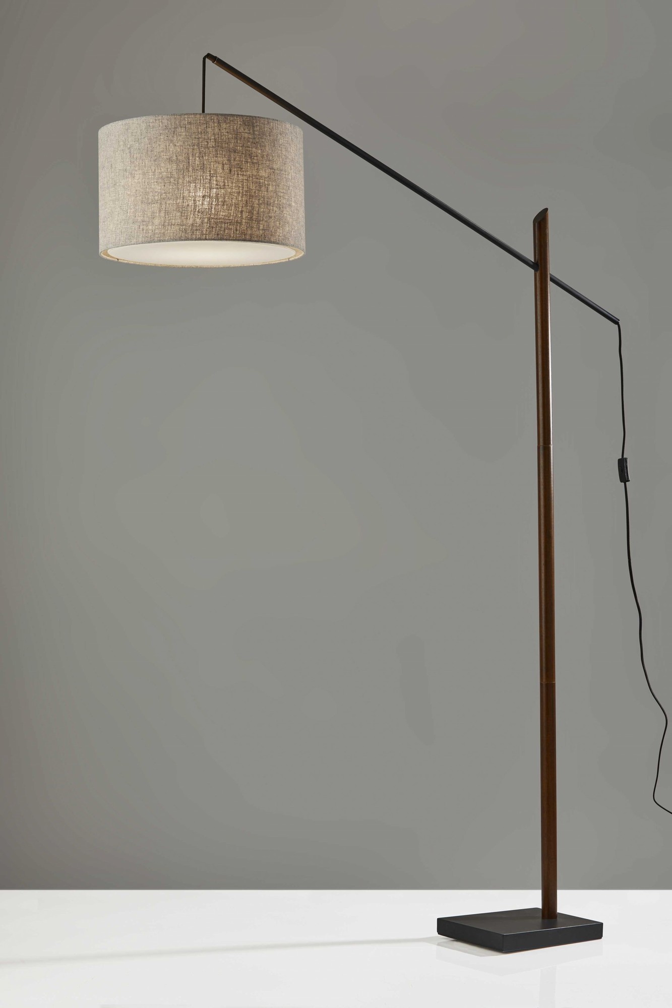 17" X 56" X 76.5" Black Wood Metal Arc Lamp