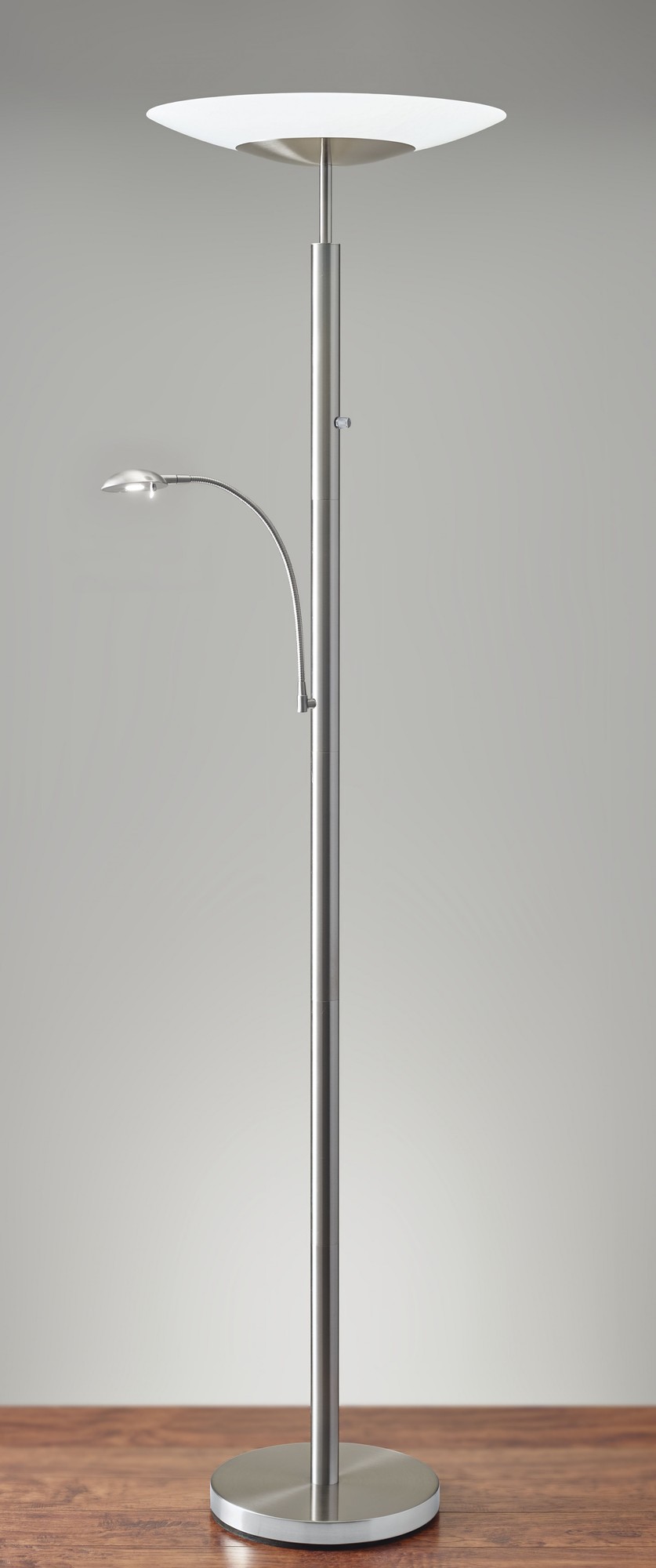 24" X 18" X 72" Brushed steel Metal LED Combo Torchiere