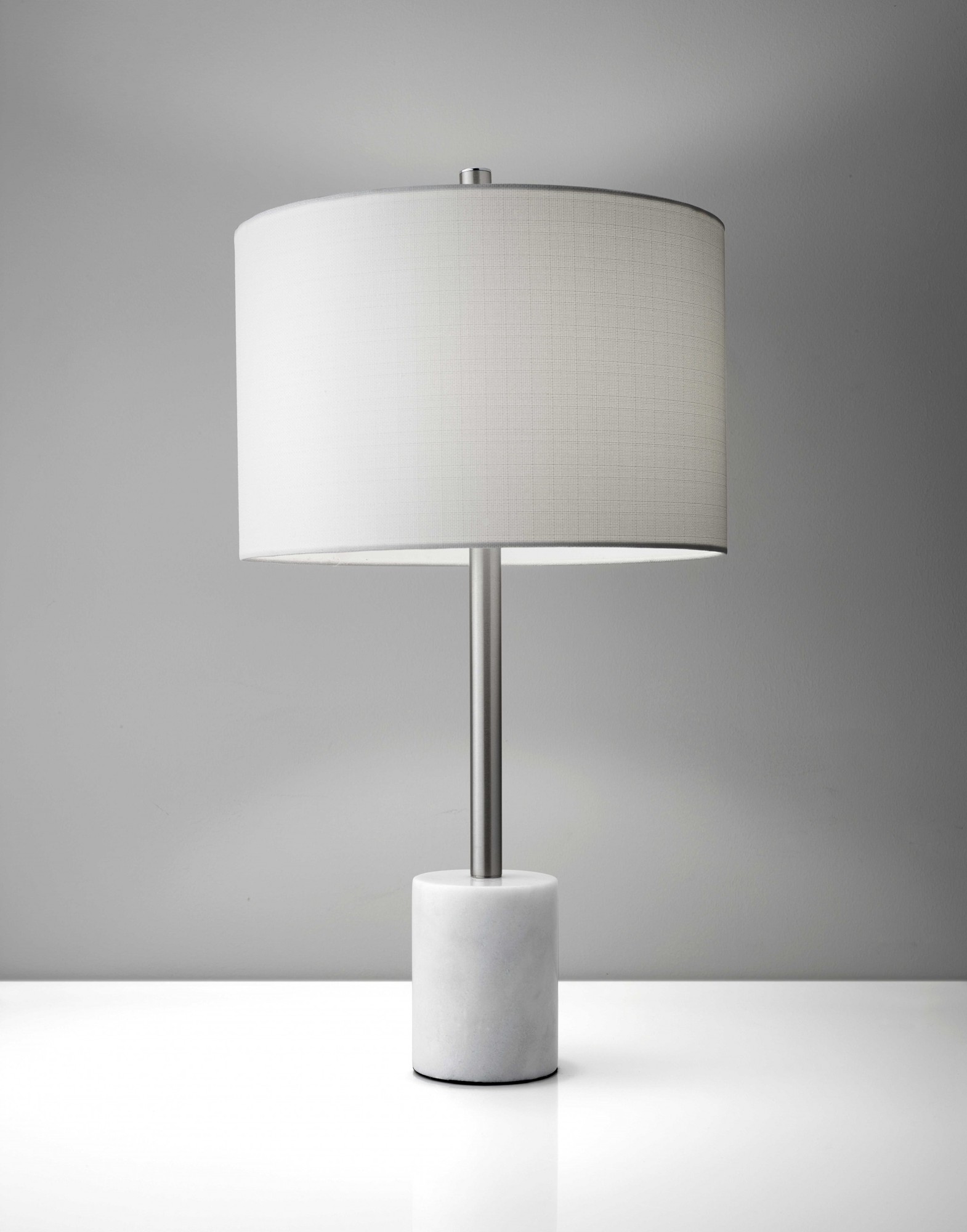 15" X 15" X 28" Brushed Steel Marble Table Lamp