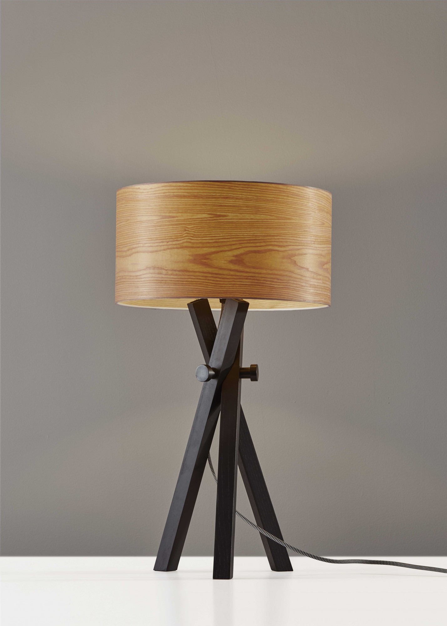 15" X 15" X 26.5" Black Wood Metal Table Lamp