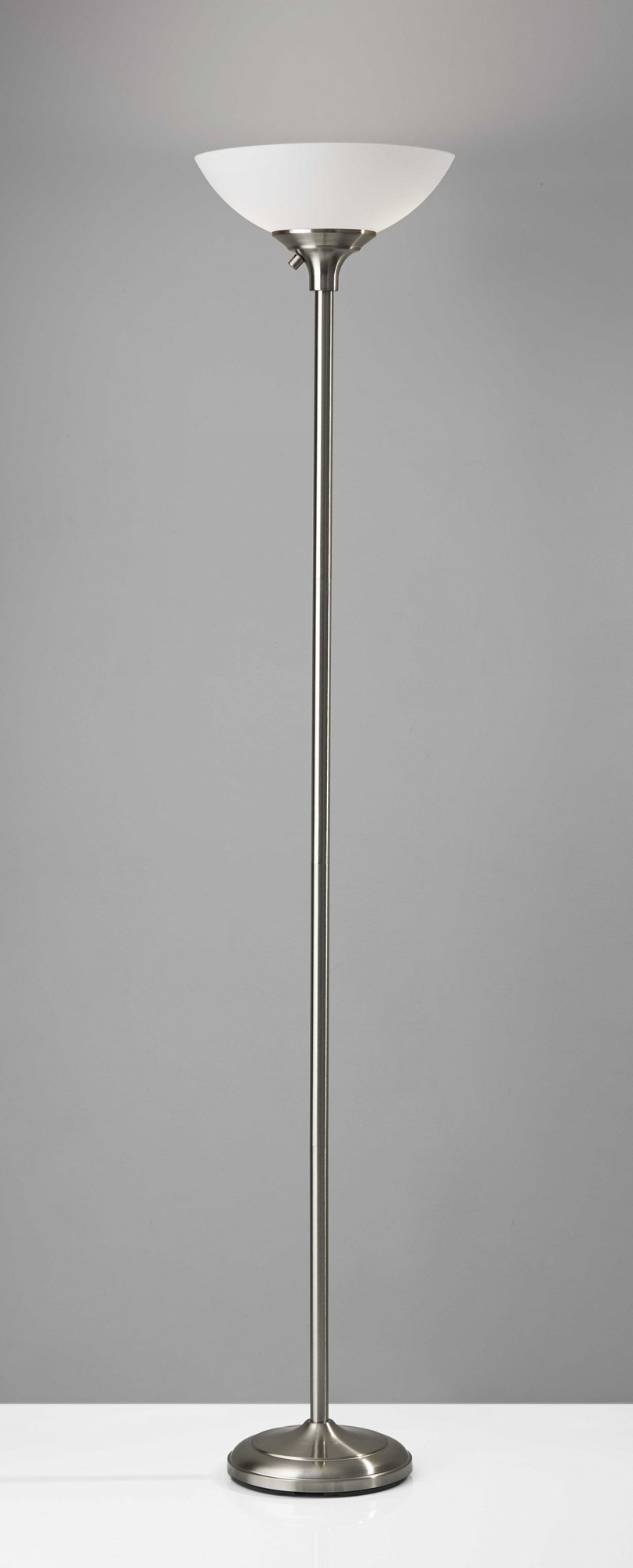 13.75" X 13.75" X 71" Brushed steel Metal 300W Torchiere