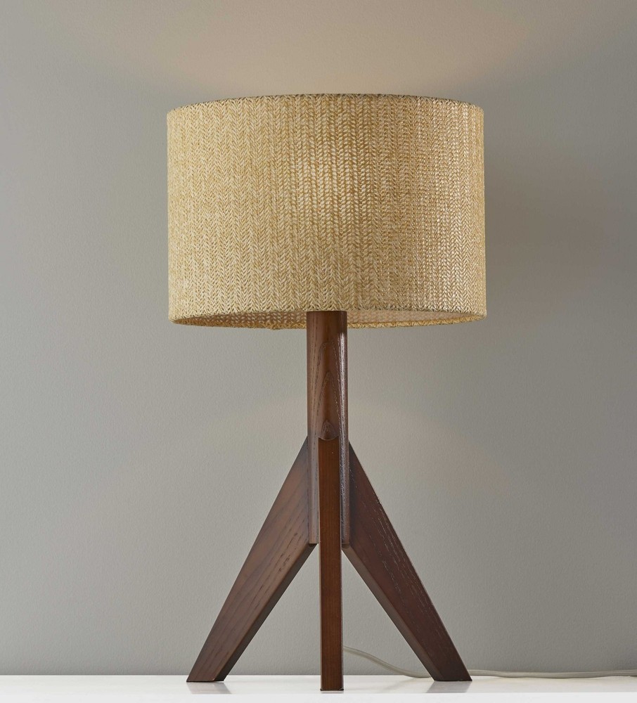13" X 13" X 23.5" Walnut Wood Table Lamp