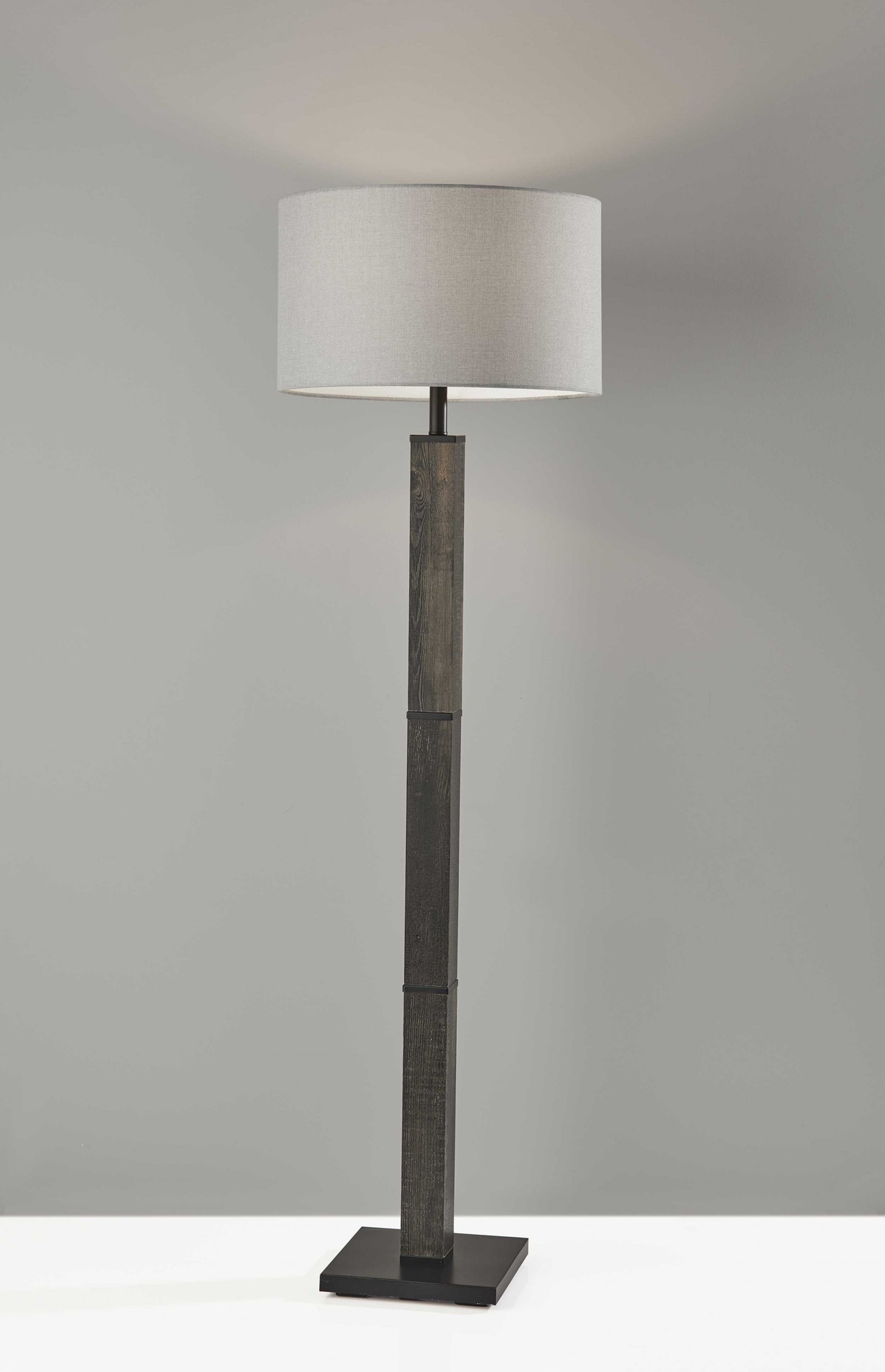 18" X 18" X 61.5" Black Wood Floor Lamp
