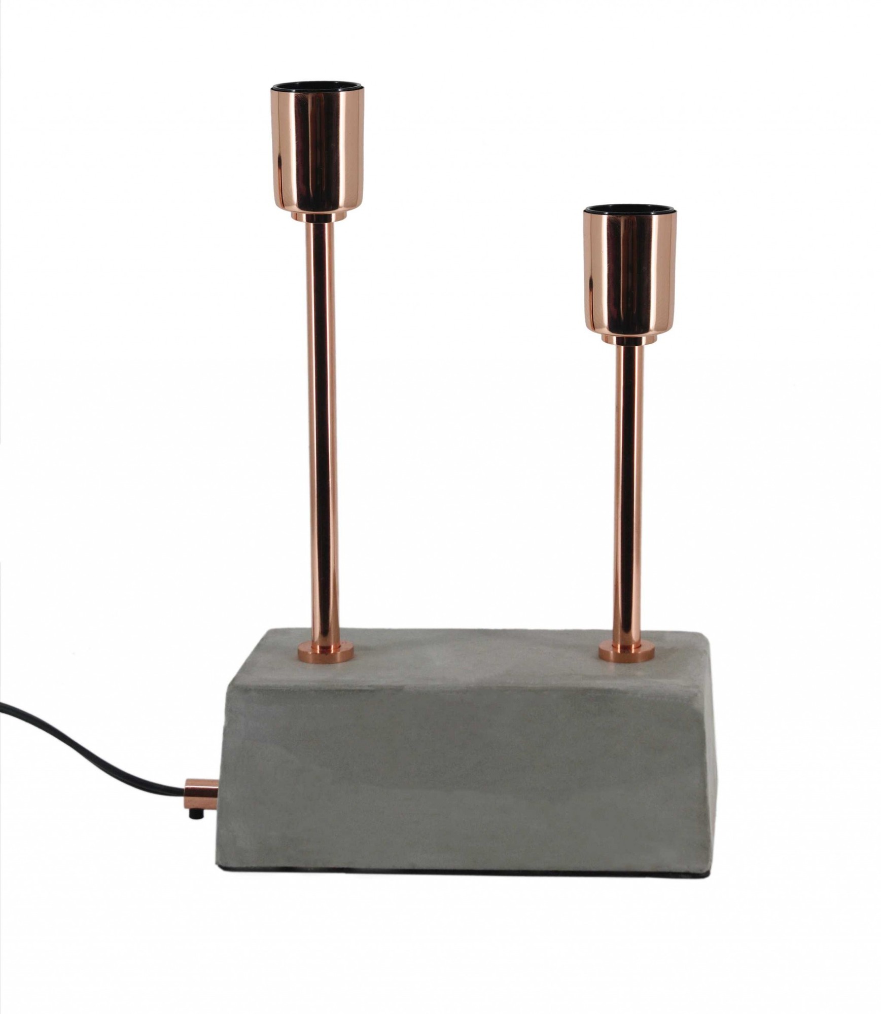 8" X 4" X 14" Shiny Copper Iron Concrete Table Lamp