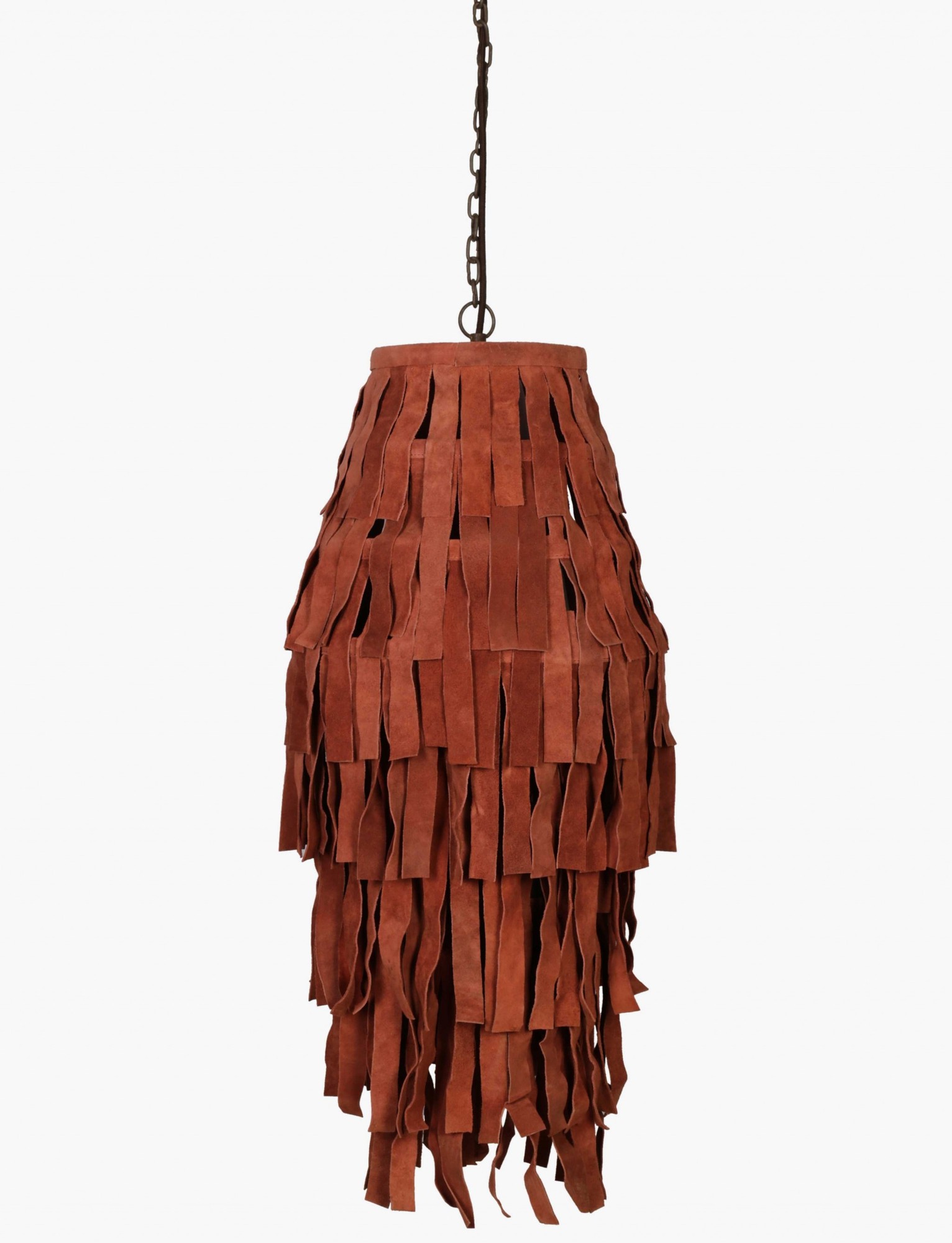 14" X 14" X 34" Red Iron Leather Pendant Lamp