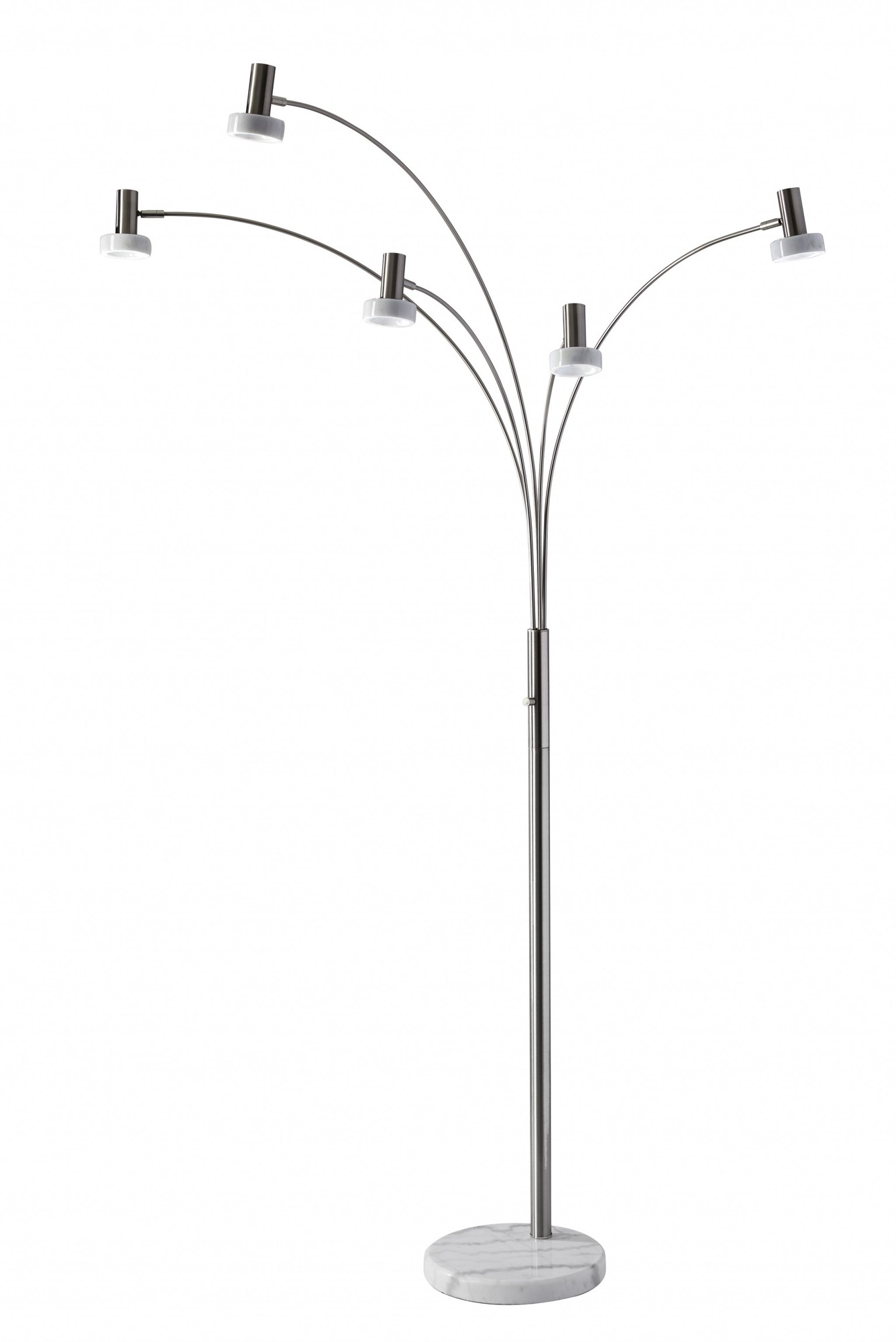 37" X 35" X 76" Brushed steel Metal/Marble LED Arc Lamp