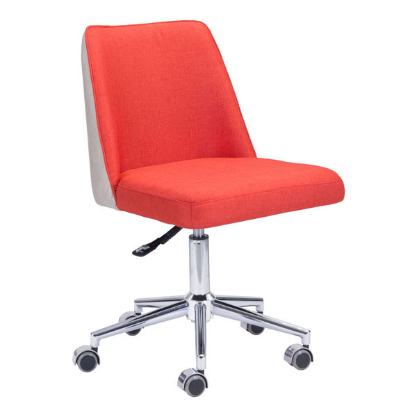 24" X 24" X 35.8" Orange/Beige Polyblend Office Chair