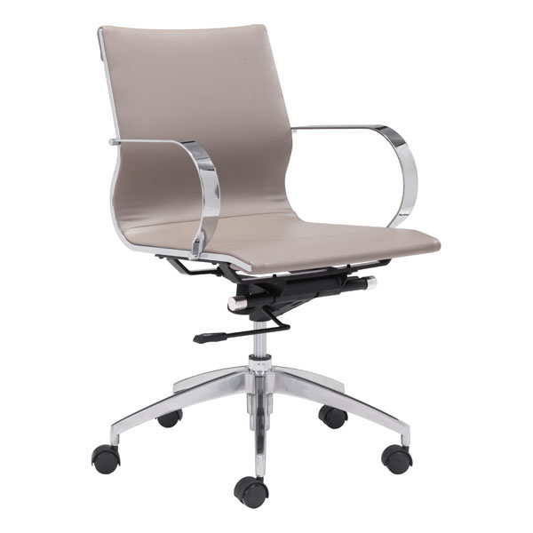 27.6" X 27.6" X 36" Taupe Leatherette Low Back Office Chair