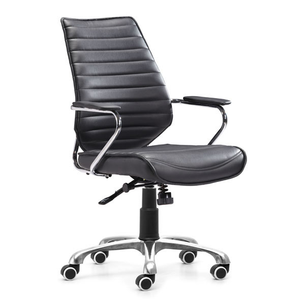 25" X 23.5" X 40.5" Black Leatherette Low Back Office Chair
