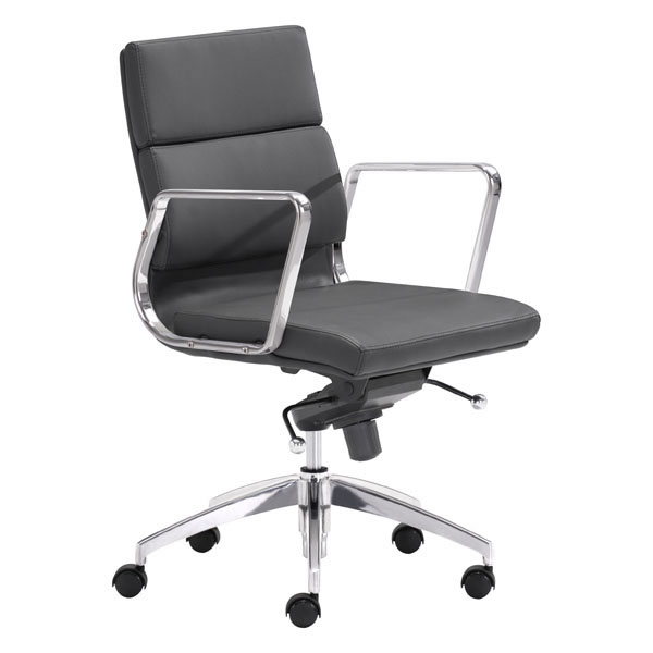 21" X 26" X 39" Black Leatherette Low Back Office Chair