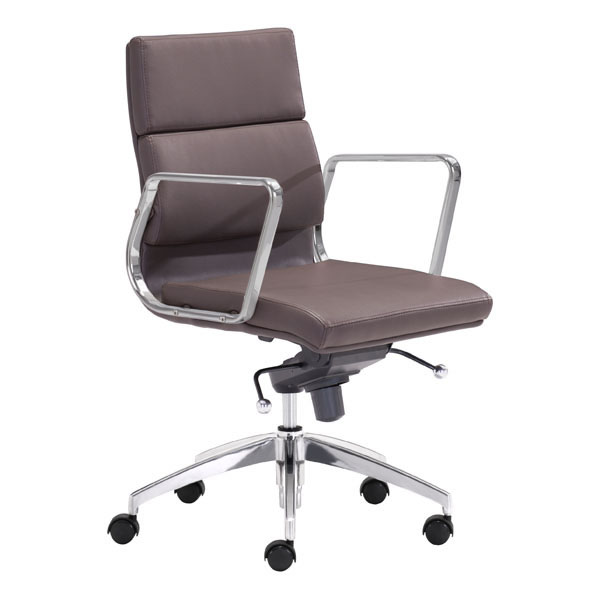21" X 26" X 39" Espresso Leatherette Low Back Office Chair