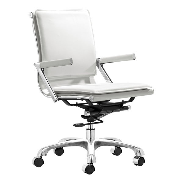 19" X 24" X 39.5" White Leatherette Office Chair