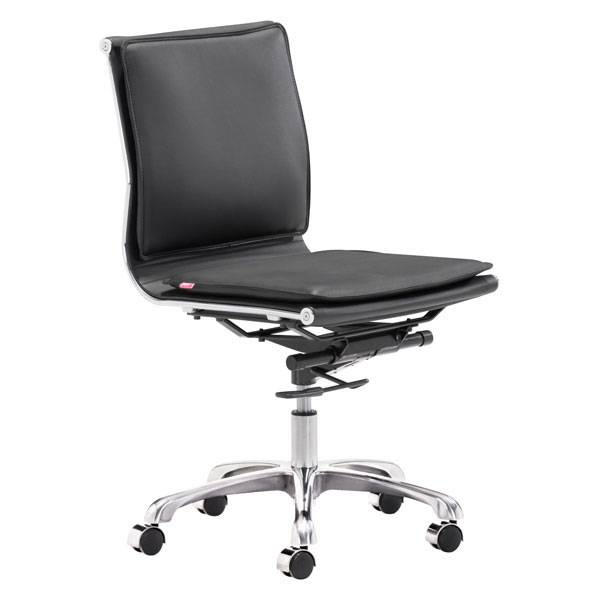 23" X 23" X 40" Black Leatherette Armless Office Chair