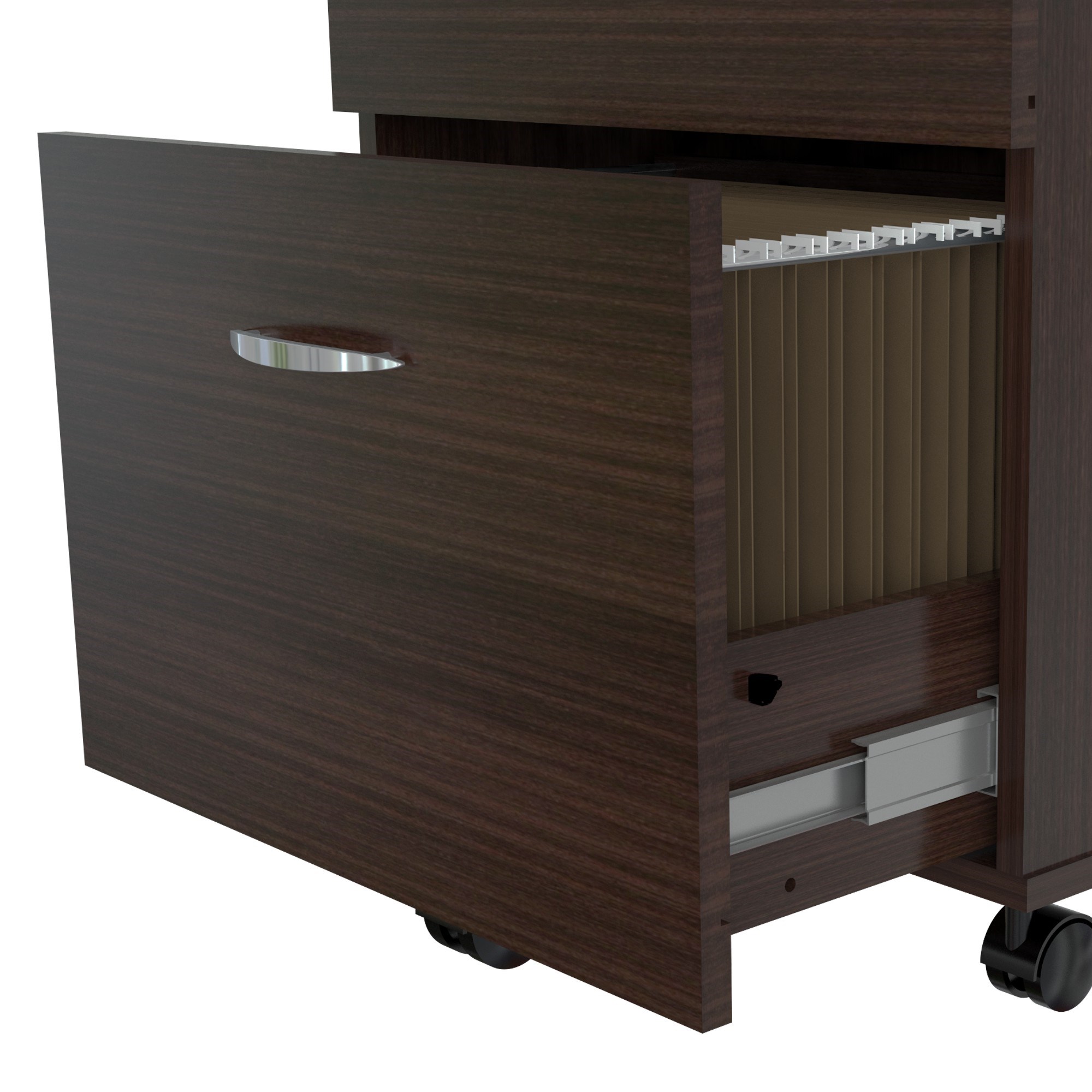 27.6" Espresso Melamine and Engineered Wood File Cabinet with Two Drawers