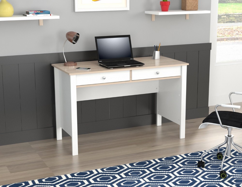 30" White Solid Composite Wood Writing Desk