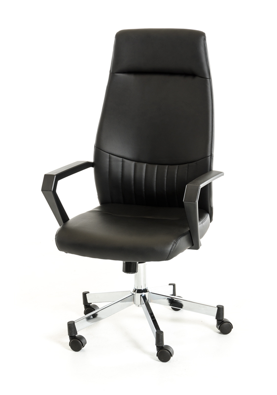 47" Black Leatherette Plastic and Steel Office Chair