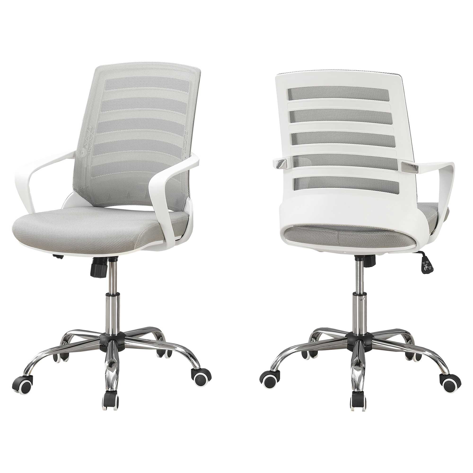 24.25" x 24" x 39" White Grey Foam Metal Nylon Multi Position Office Chair