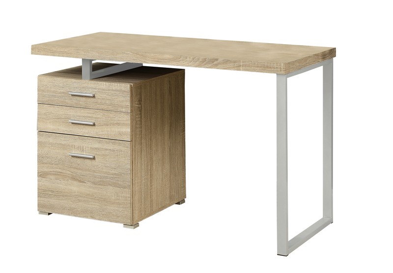 23.75" x 47.25" x 30" Natural Silver Particle Board Hollow Core Metal Computer Desk