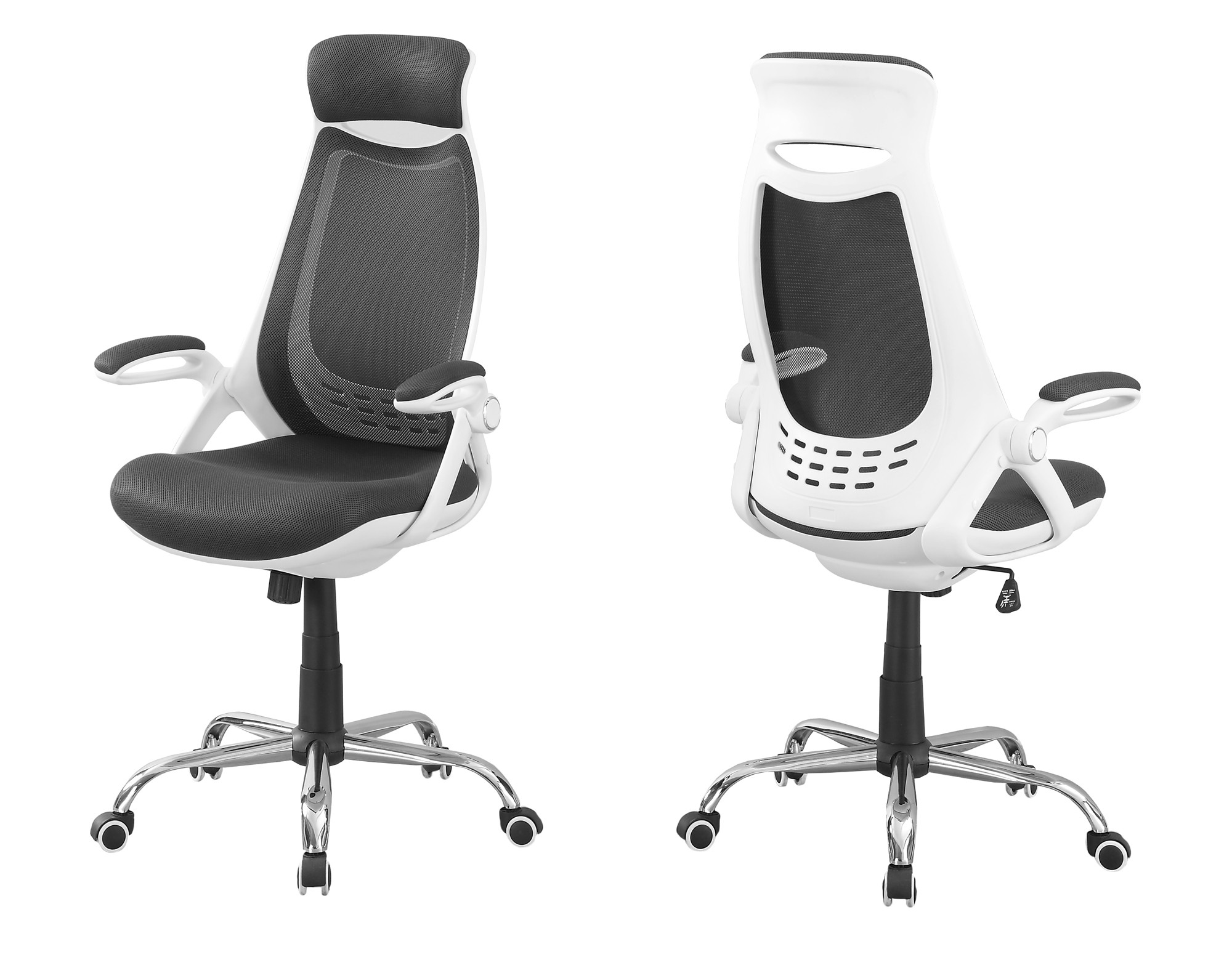 23.75" x 28" x 93.75" White Grey Foam Office Chair With A High Back
