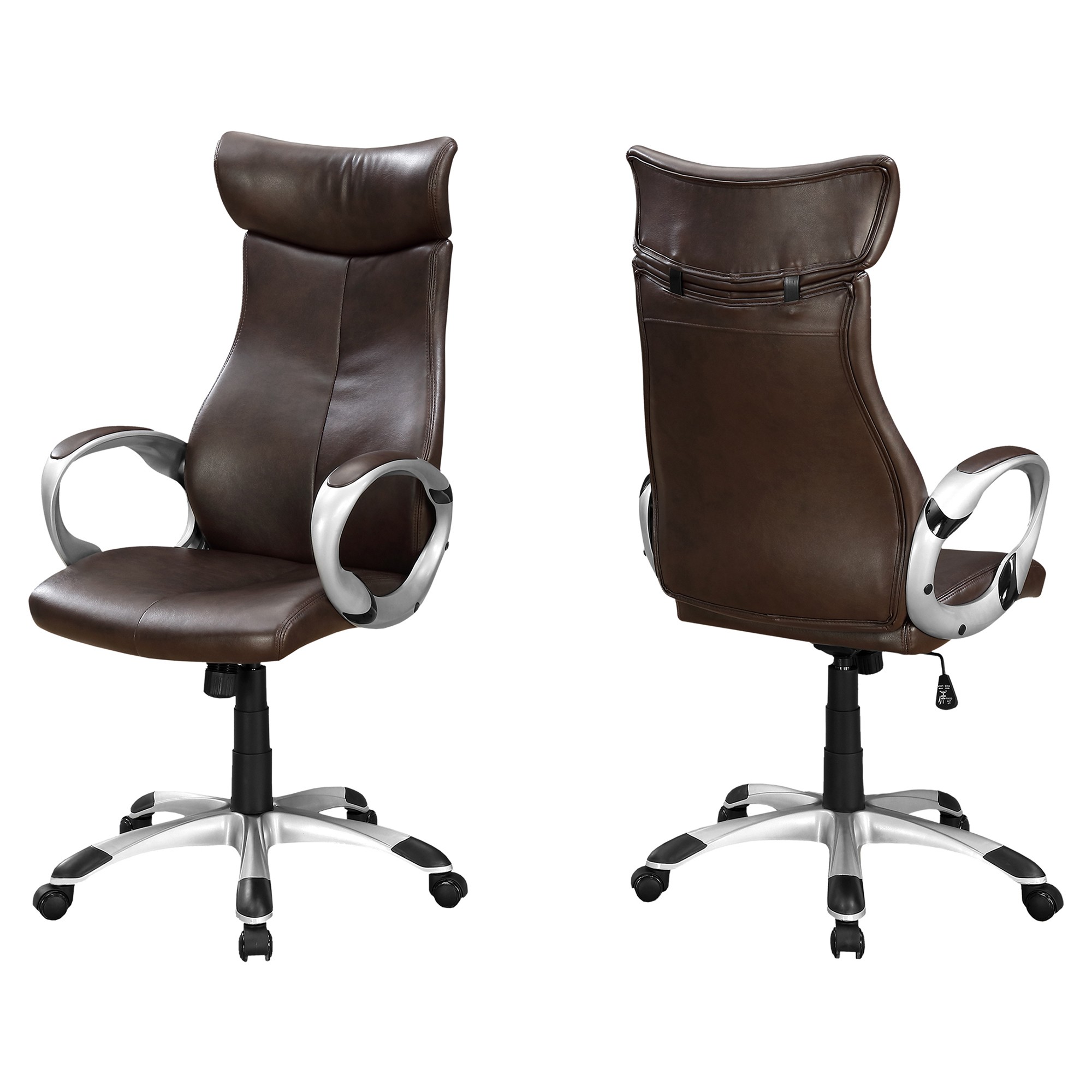 25.2" x 26" x 47.5" Brown Foam Metal Nylon Office Chair High Back Executive