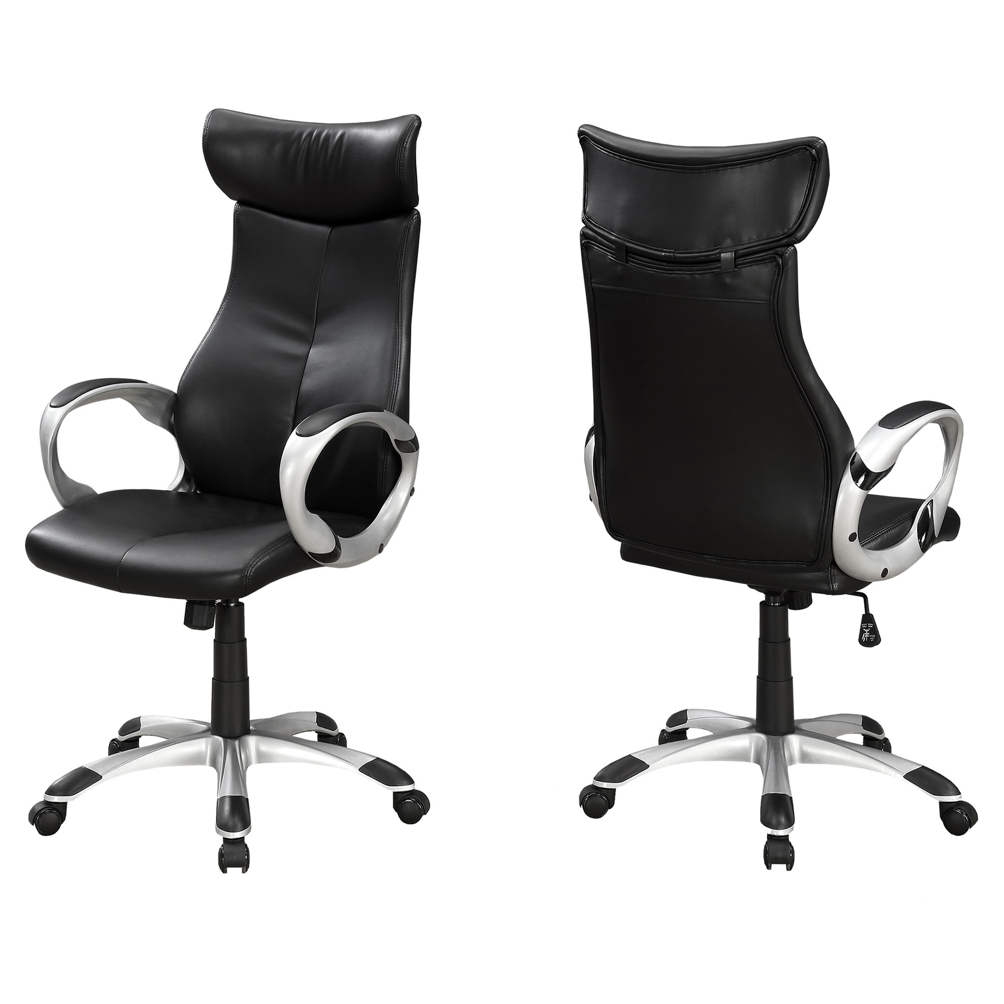 26" x 25.5" x 99" Black Silver Foam Metal High Back Office Chair