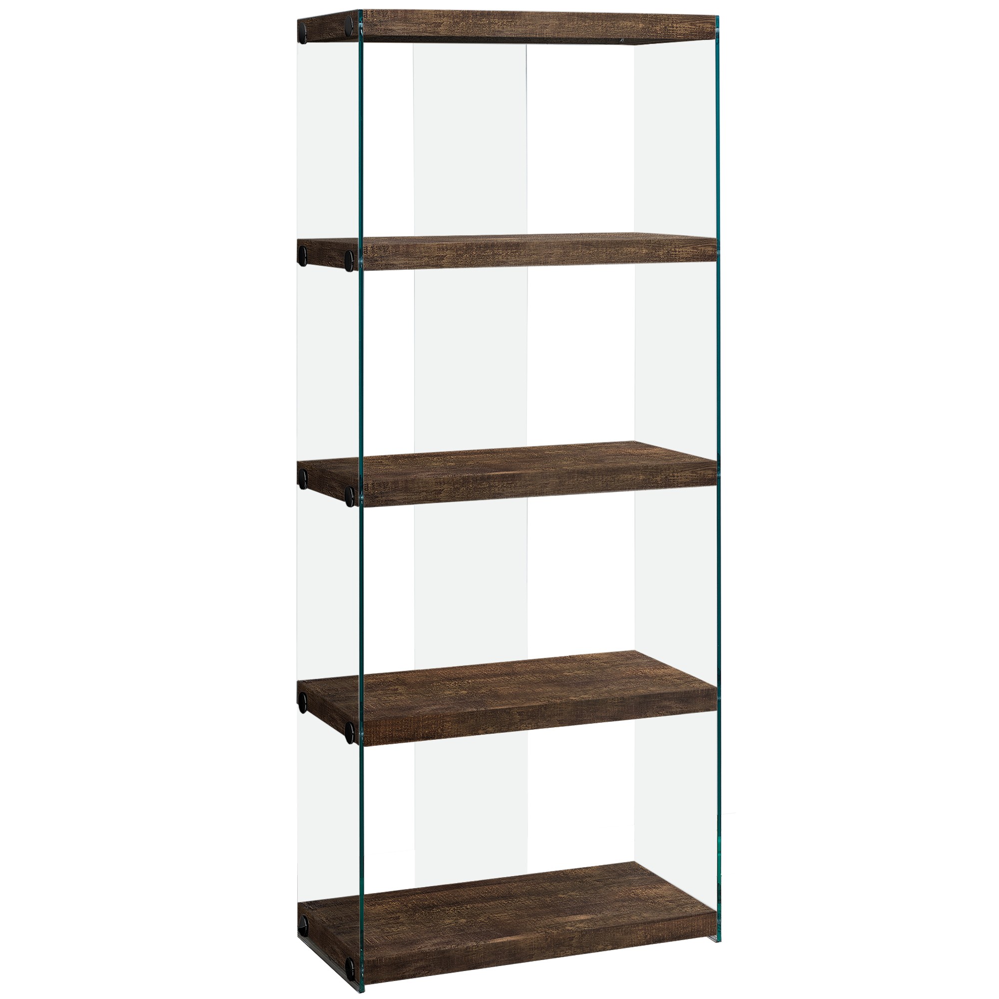 12" x 24" x 58.75" Brown Particle Board Tempered Glass Bookcase