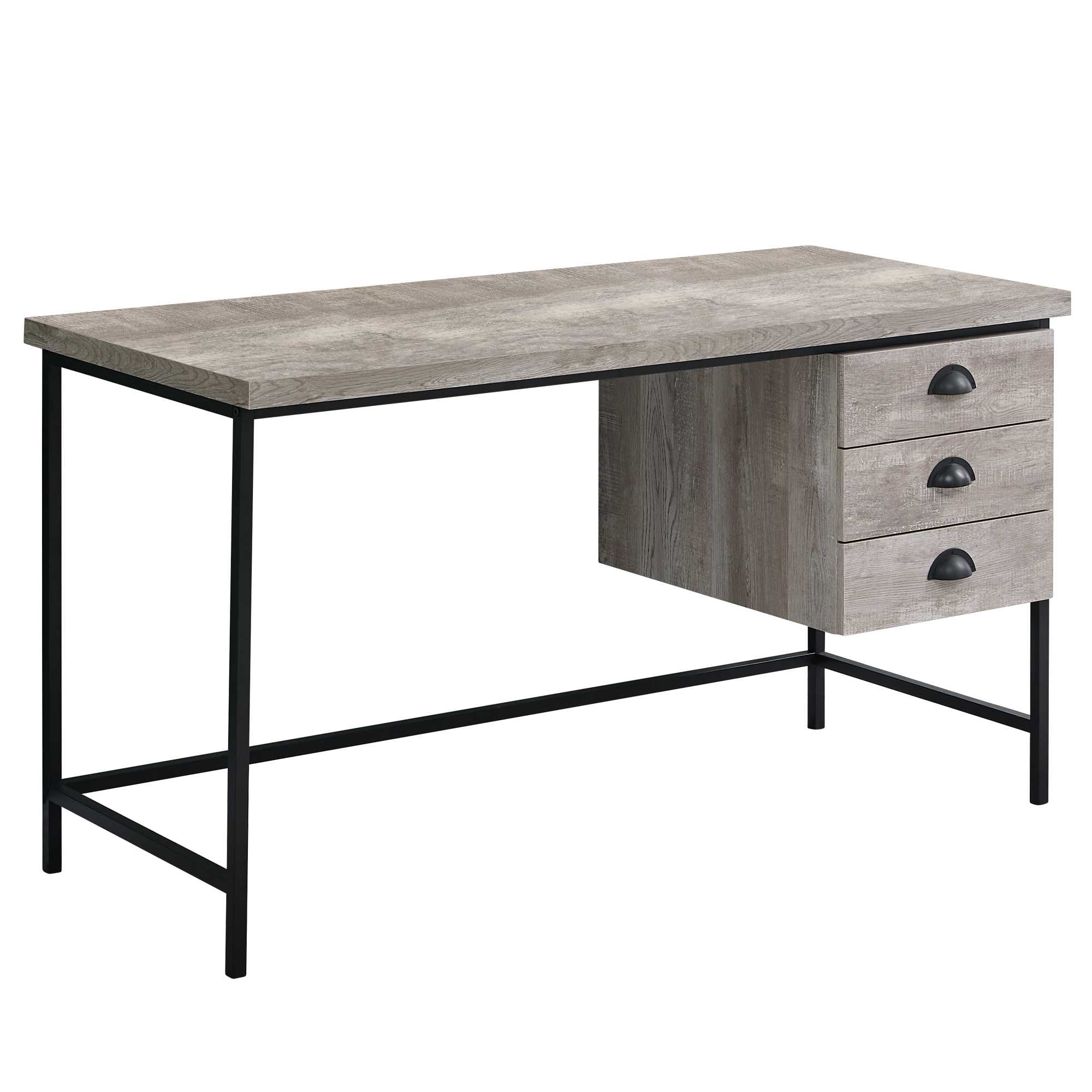 23.75" x 55.25" x 30" Taupe Black Particle Board Hollow Core Metal Computer Desk