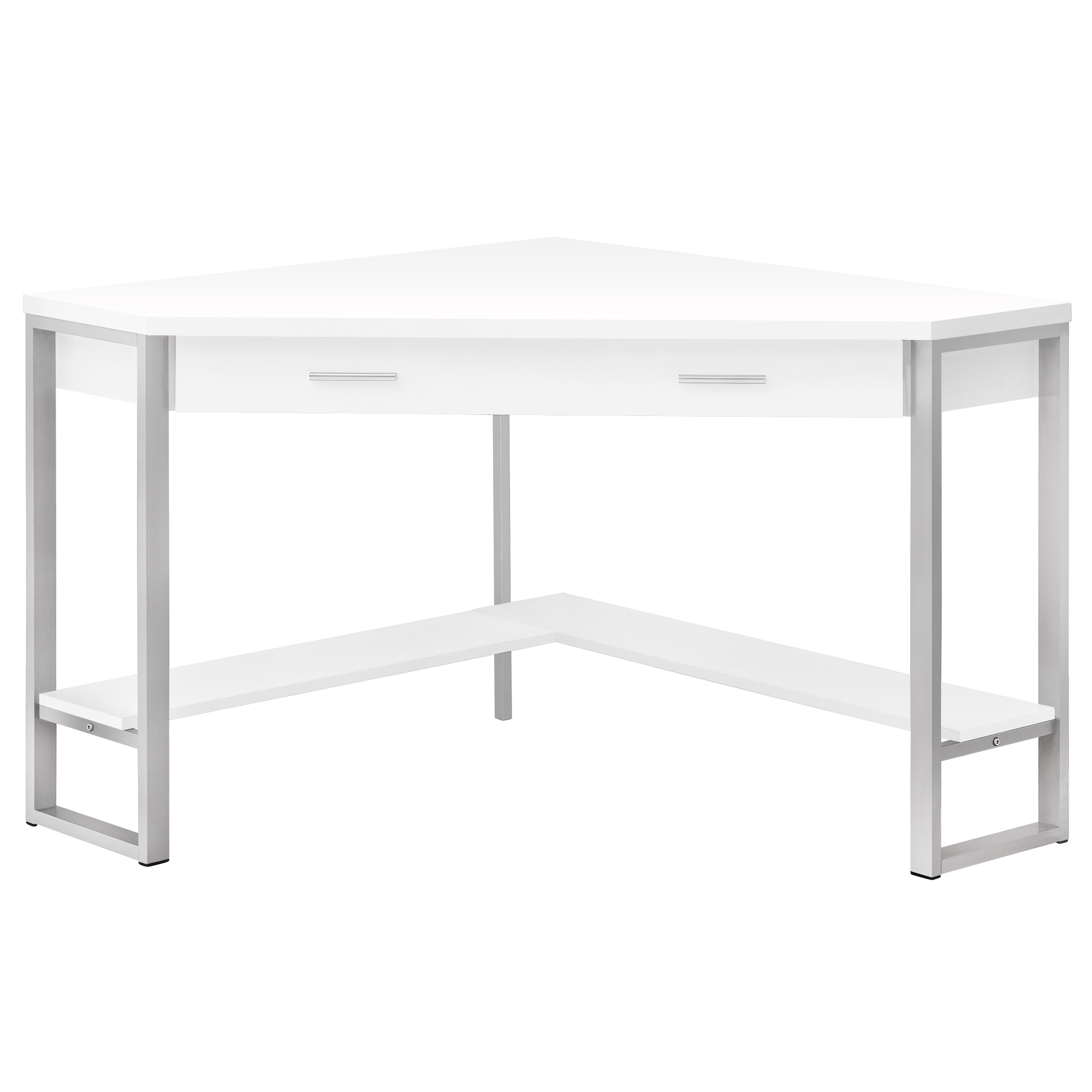 42" x 42" x 30" WhitewithSilver Metal Computer Desk