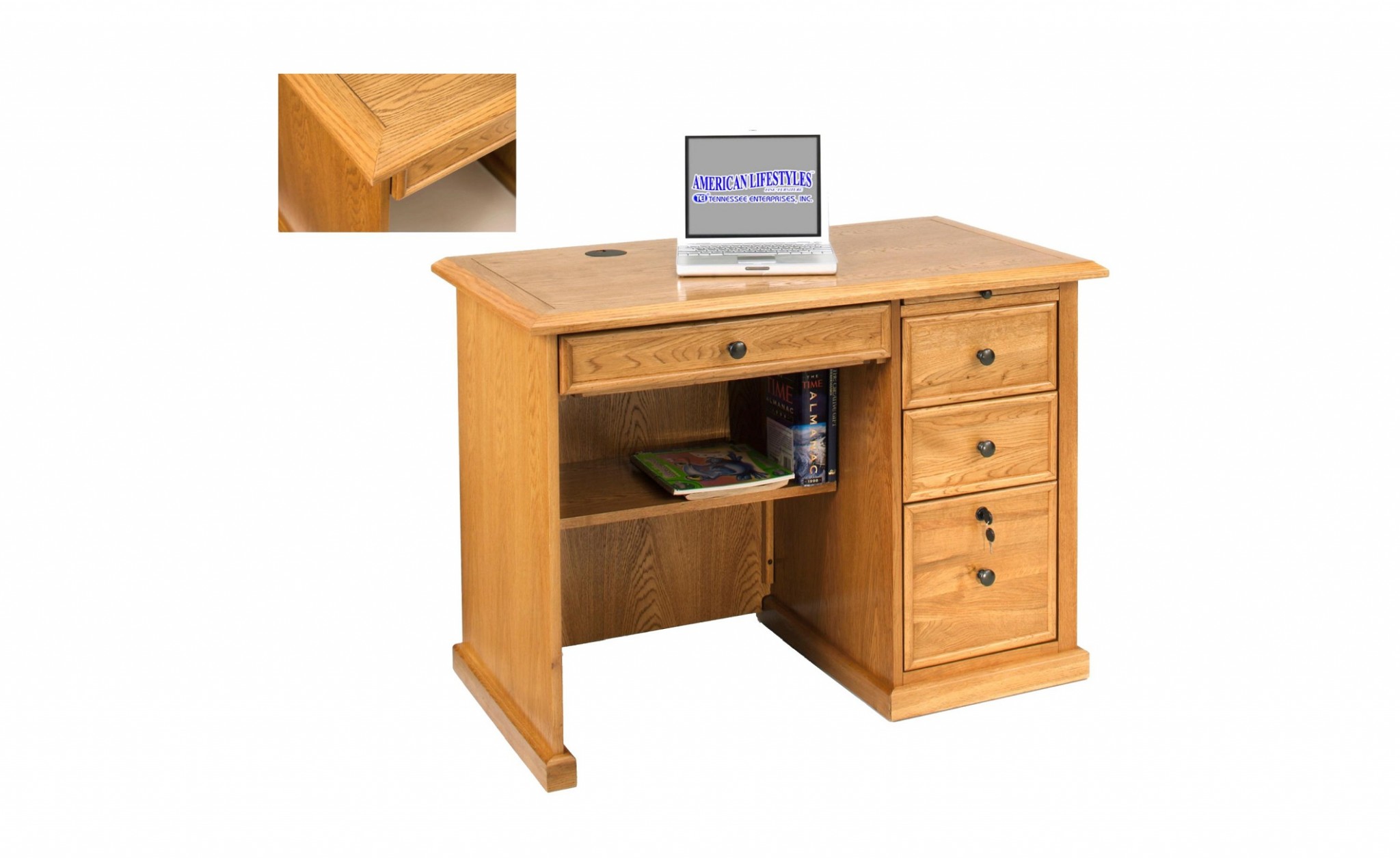42" X 24" X 30" Harvest Oak Hardwood Desk