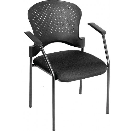 25" x 21" x 33.75" Black Frame Plastic / Fabric Guest Chair