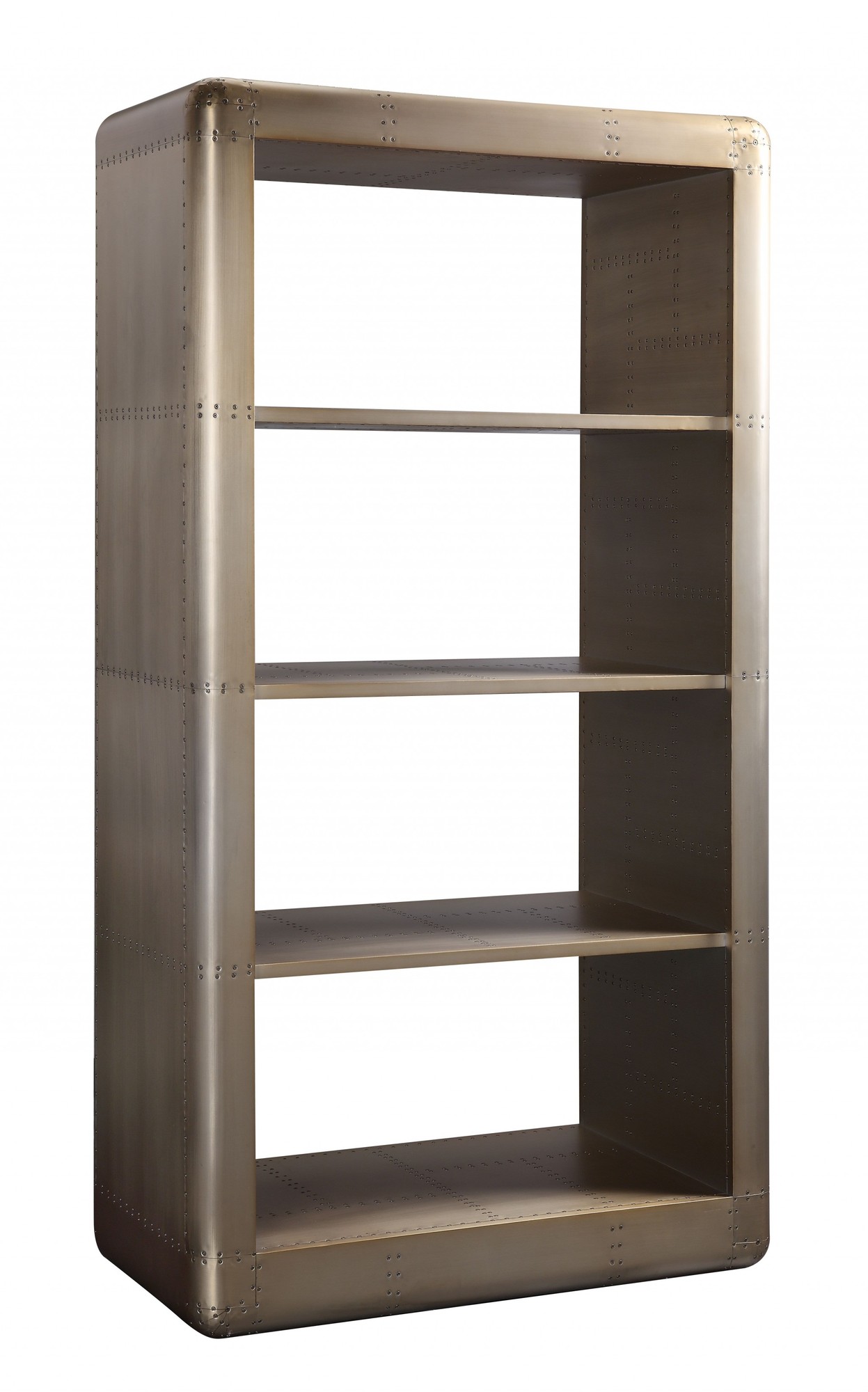 20" X 39" X 75" Gold Aluminum Engineered Wood Bookcase