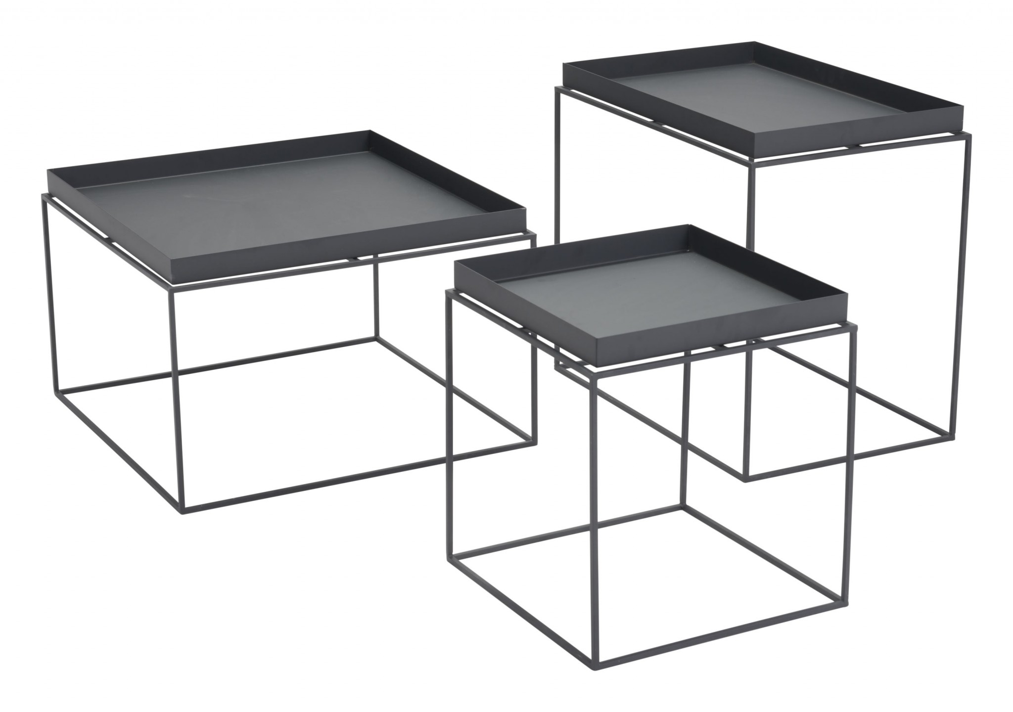 23.6" x 23.6" x 15.7" Black, Steel, Nesting Table