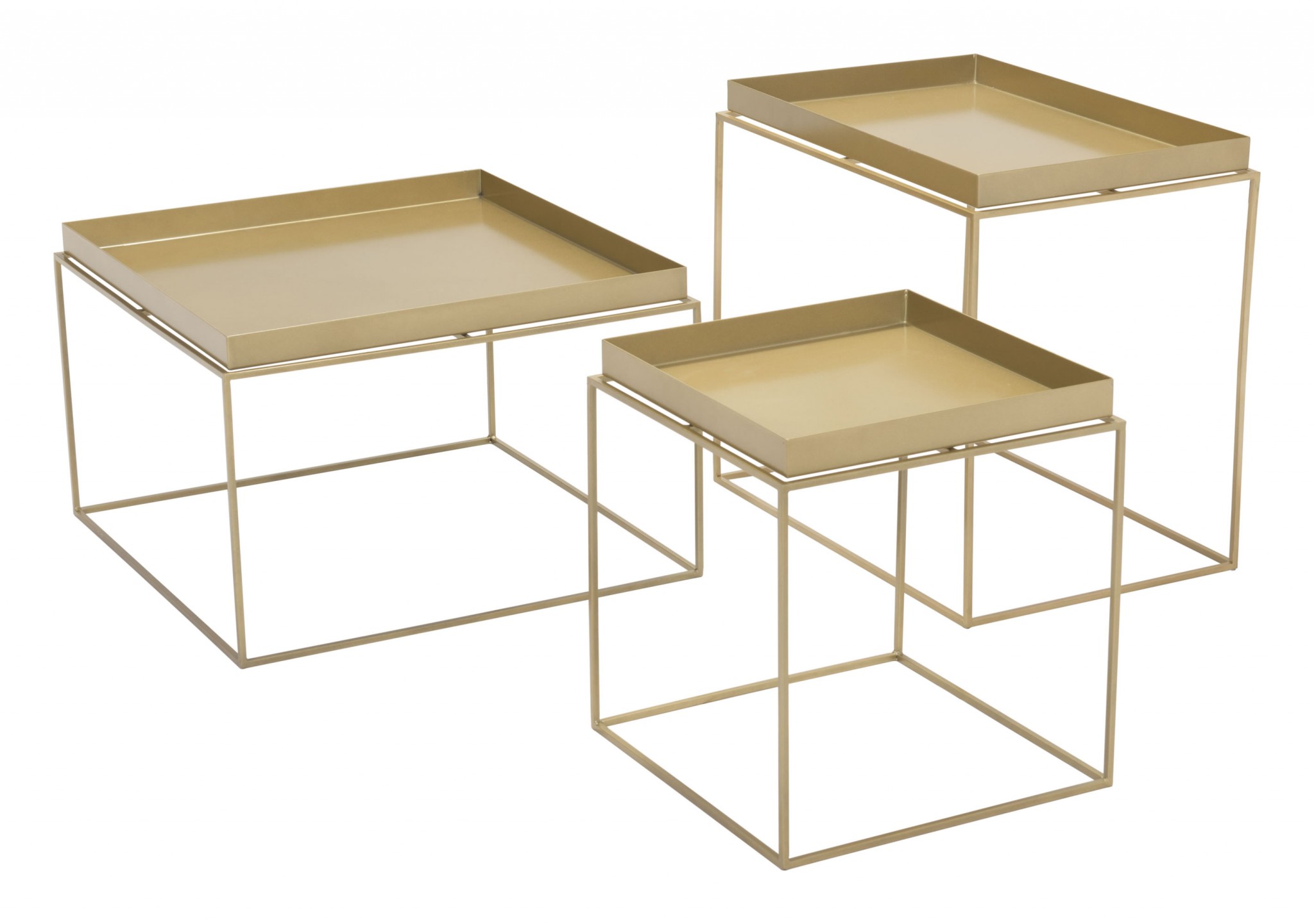 23.6" x 23.6" x 15.7" Gold, Steel, Nesting Table