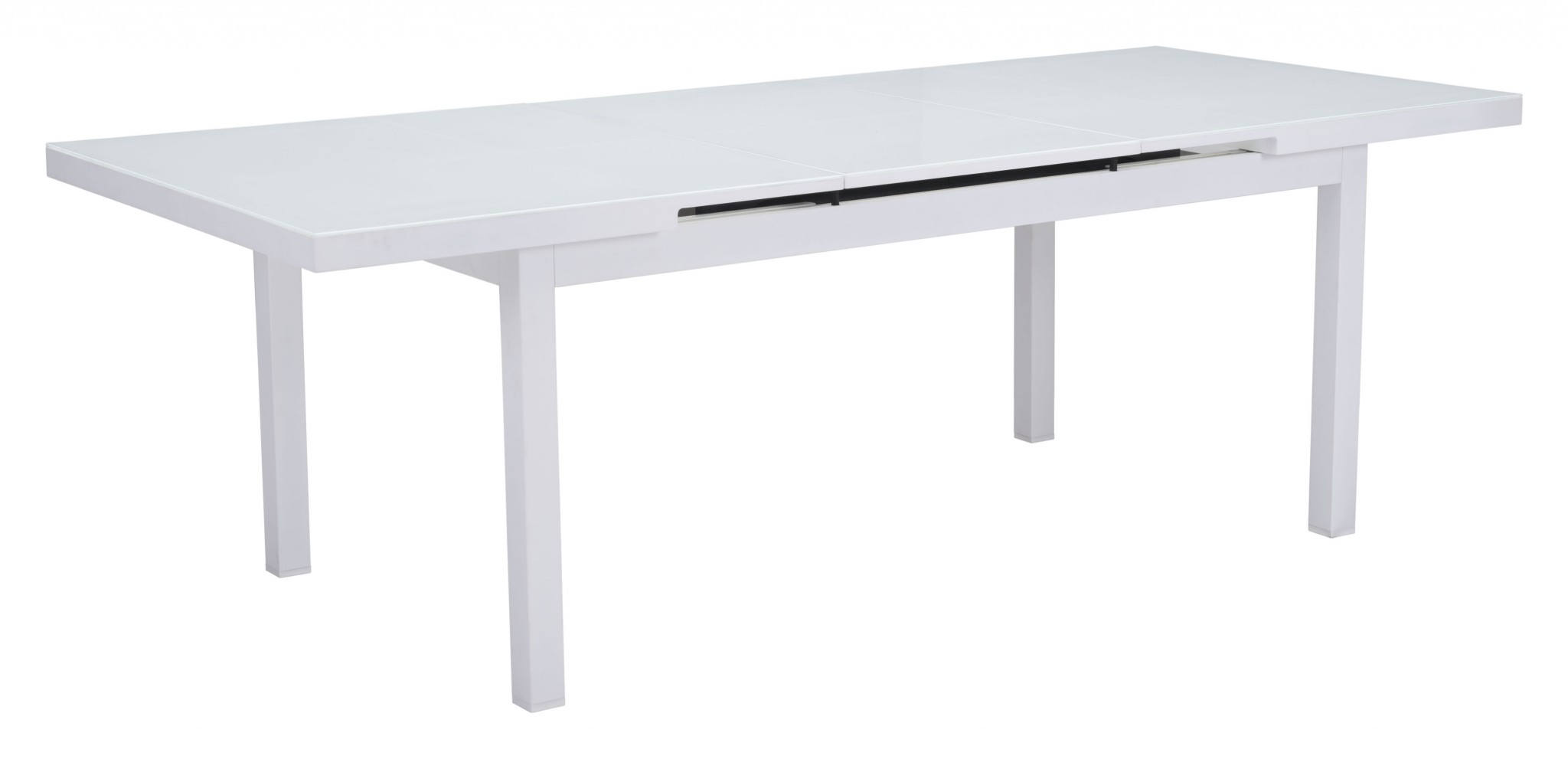 70.5" x 39.5" x 29.5" White, Tempered Glass, Aluminum, Dining Table