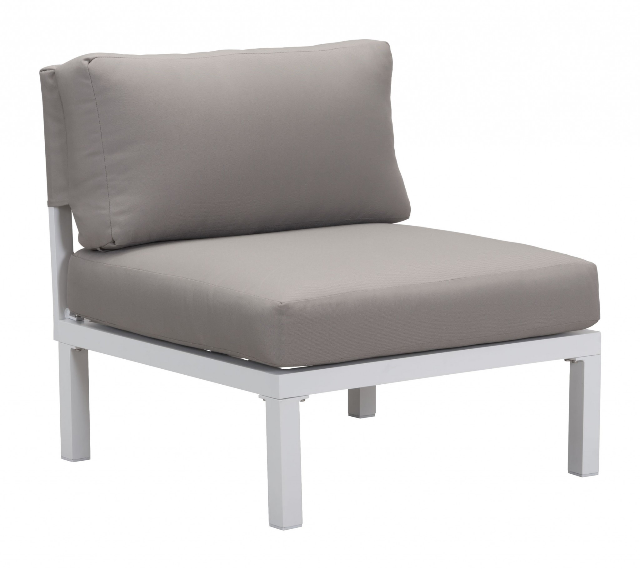 White and Gray Sunproof Fabric Aluminum Armless Chair