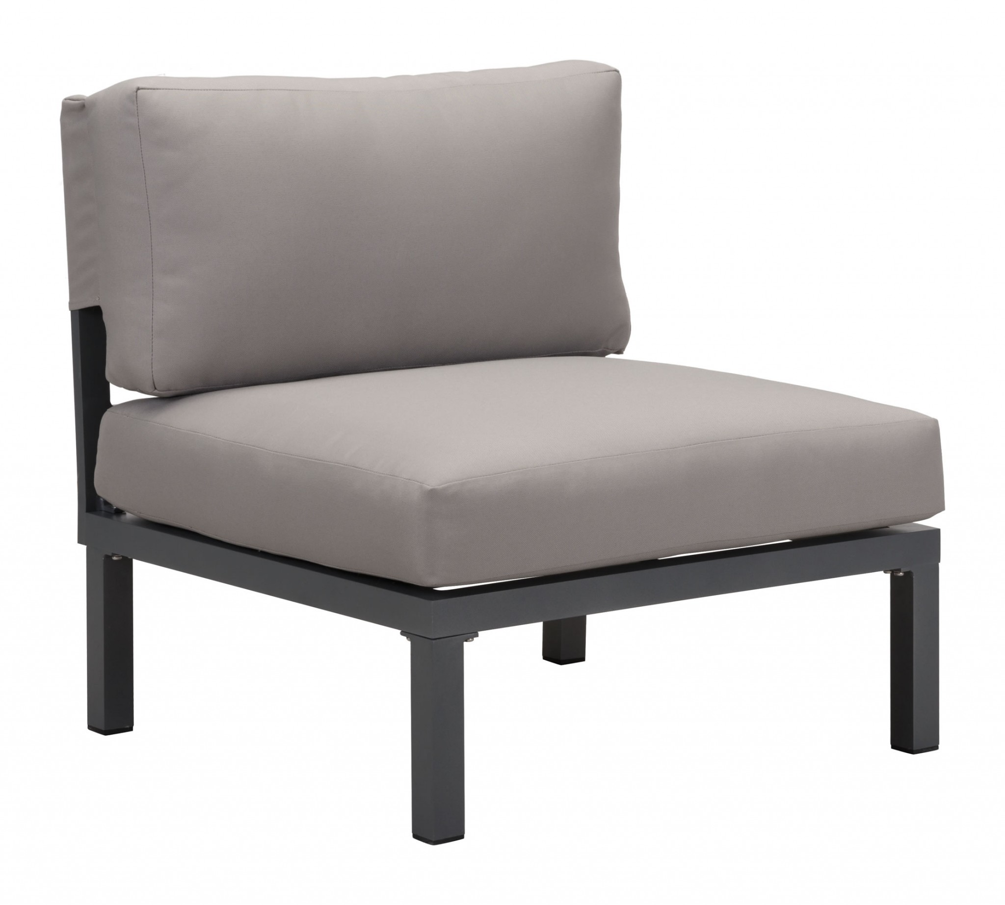 28" x 30.3" x 28.7" Dark Gray & Gray, Polyresin, Powder Coated Aluminum, Armless Chair