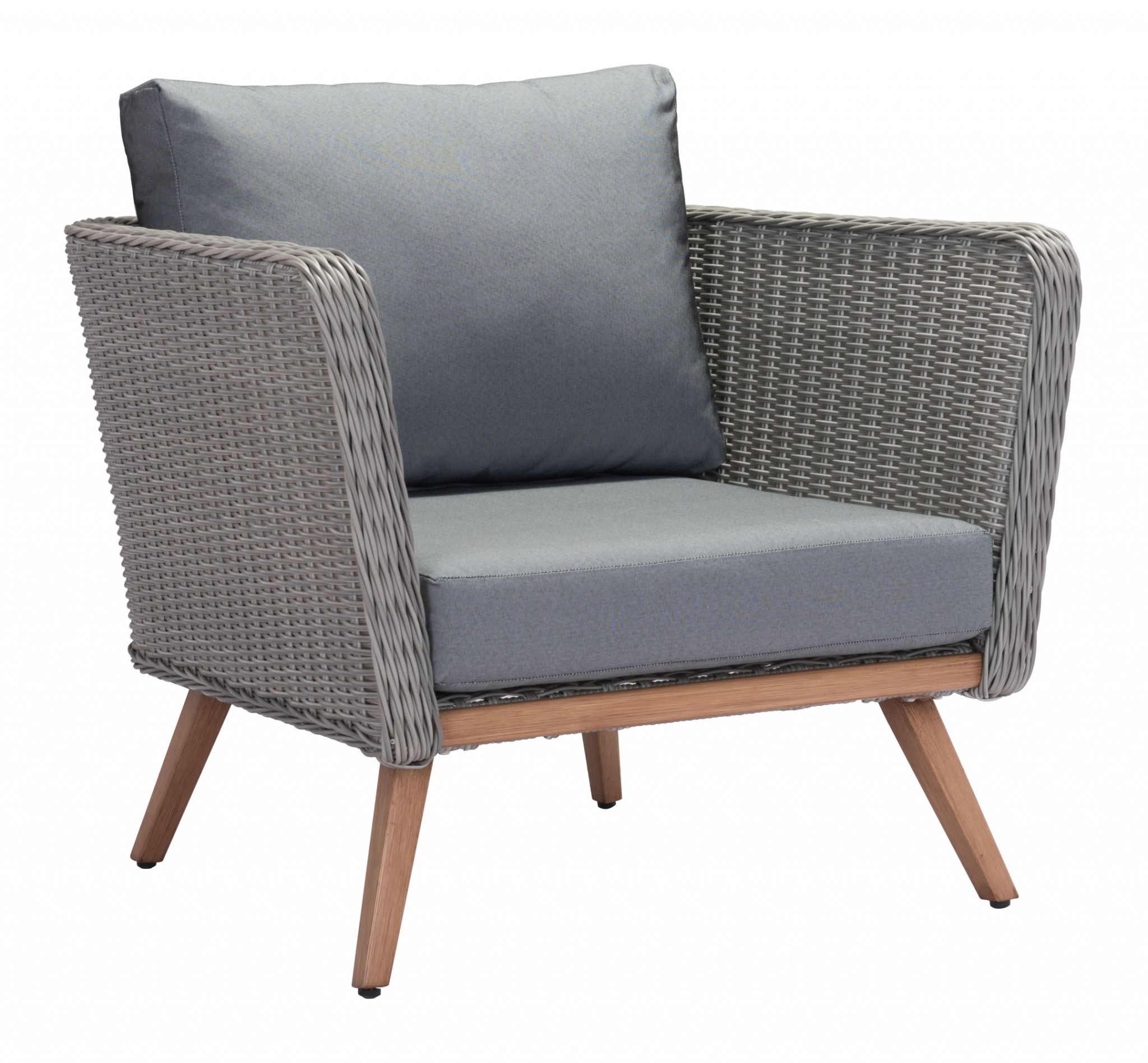 35.4" x 30.3" x 33.9" Natural & Gray, Synthetic Weave & Aluminium, Arm Chair