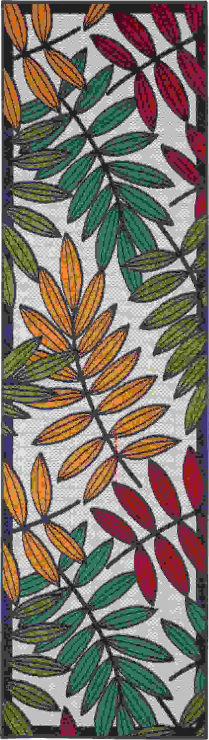 2x 8 Multicolored Leaves Indoor Outdoor Runner Rug