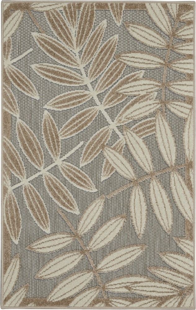 3 x 4 Natural Leaves Indoor Outdoor Area Rug
