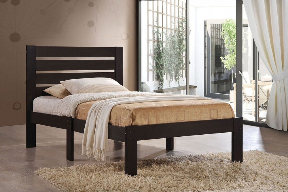 78" X 42" X 39" Twin Espresso Poplar Wood Bed