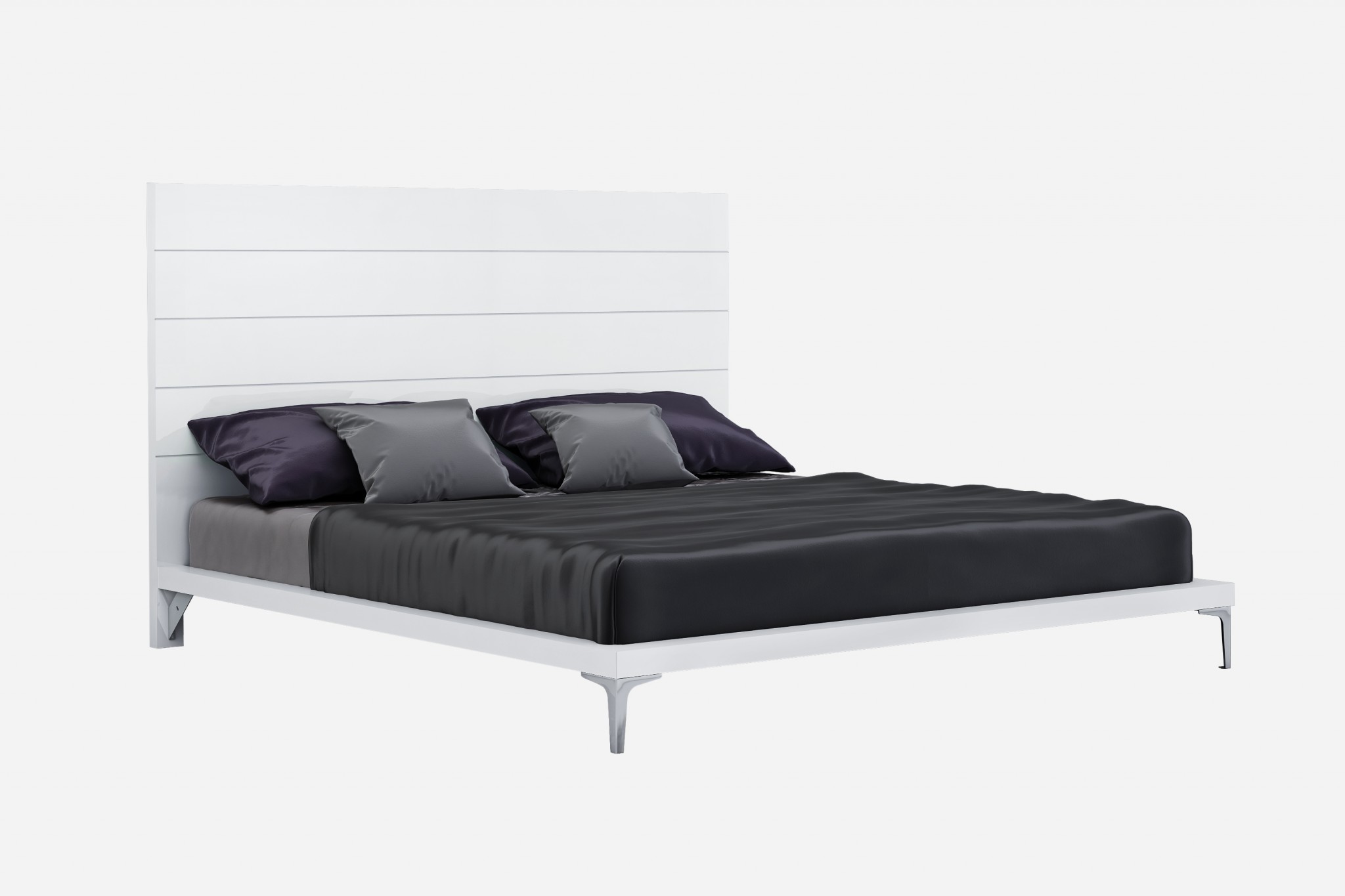 76" X 80" X 51" White Stainless Steel King Bed