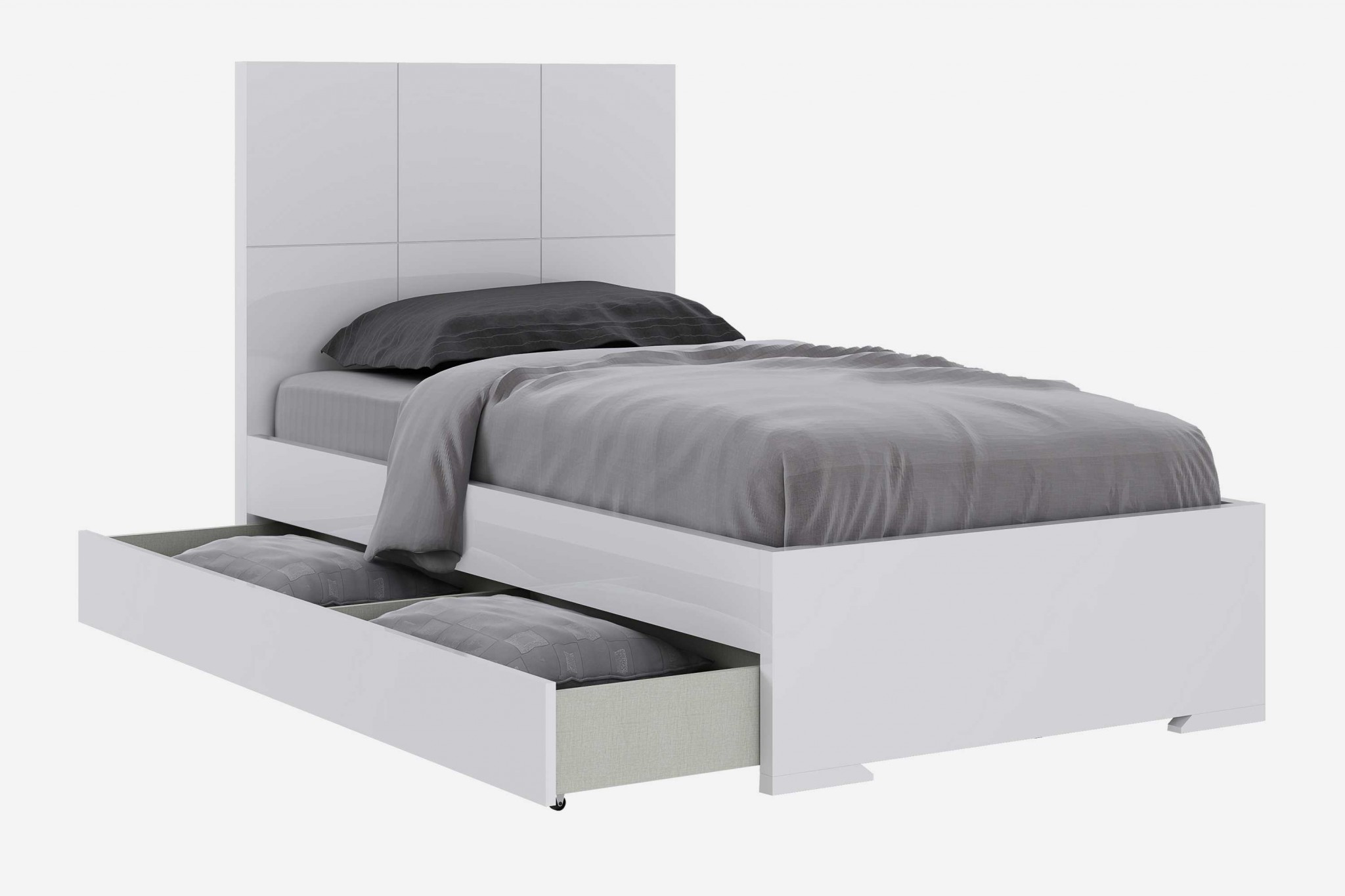 42" X 79" X 48" Gloss White Stainless Steel Twin Bed