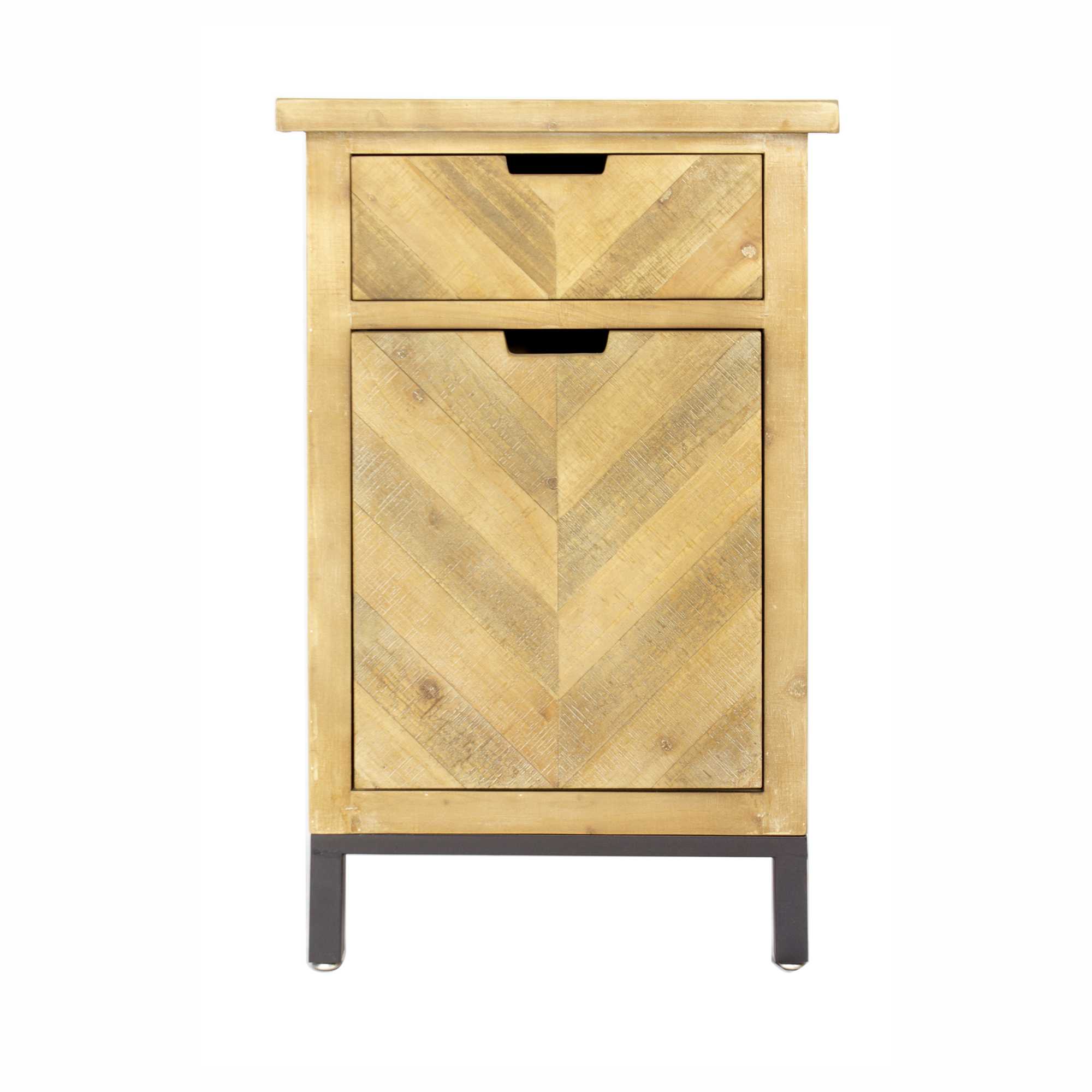 20" X 15" X 31.5" Natural Wood in Iron MDF Cabinet with a Drawer and a Door