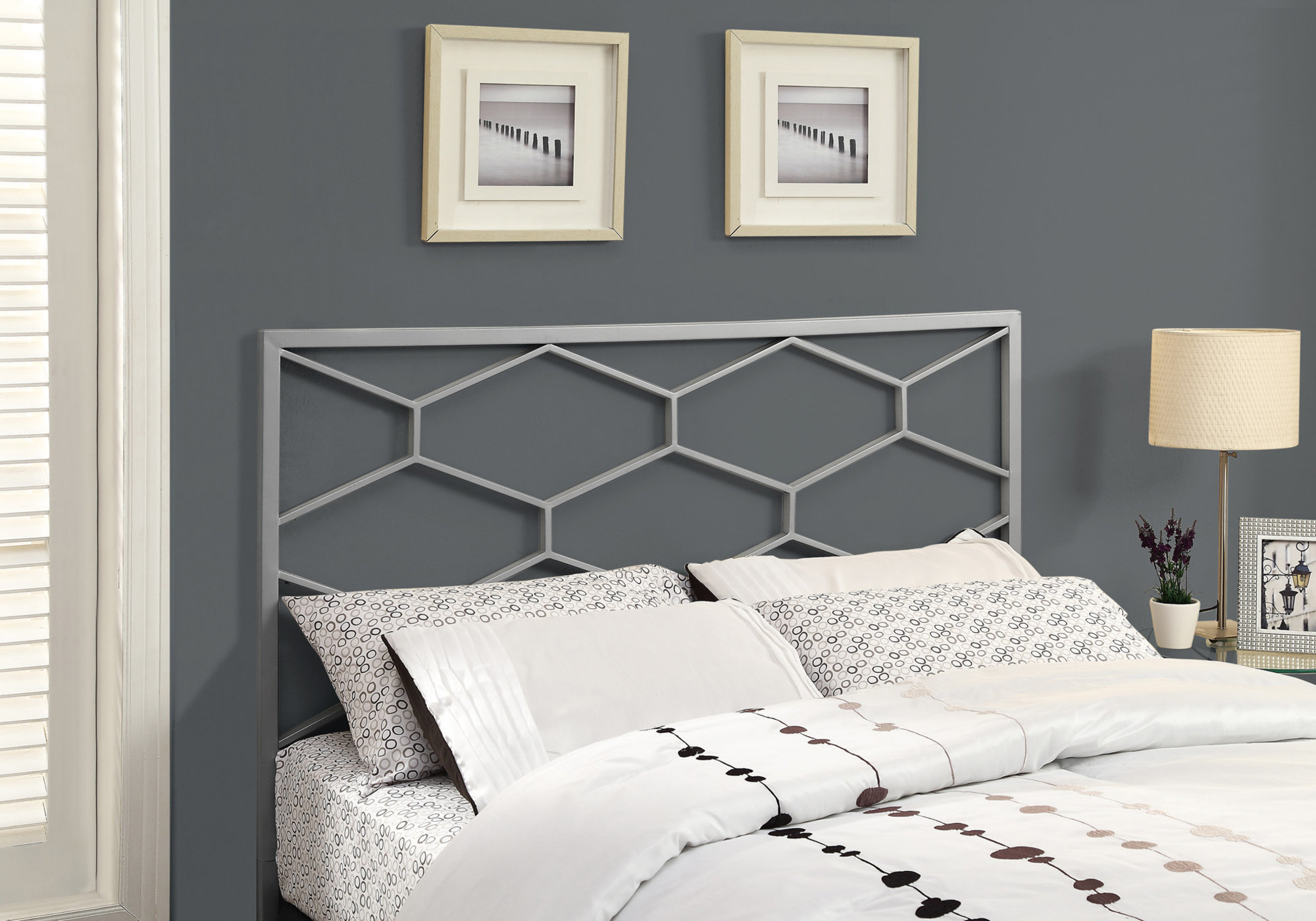 1" x 59.75" x 47" Silver Queen or Full size Headboard FootBoard