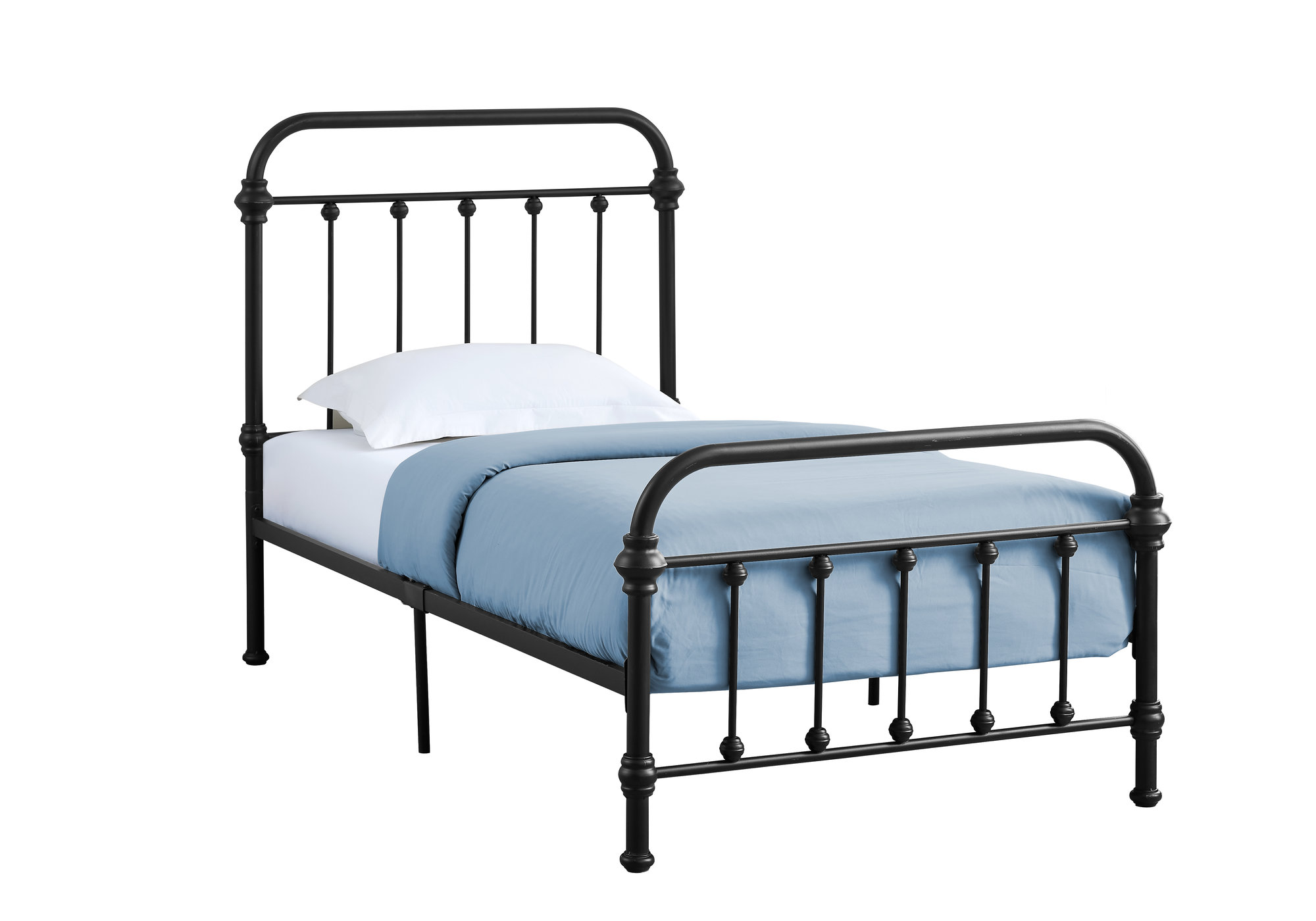80.5" x 42.5" x 47.75" Black Metal Twin Size Bed